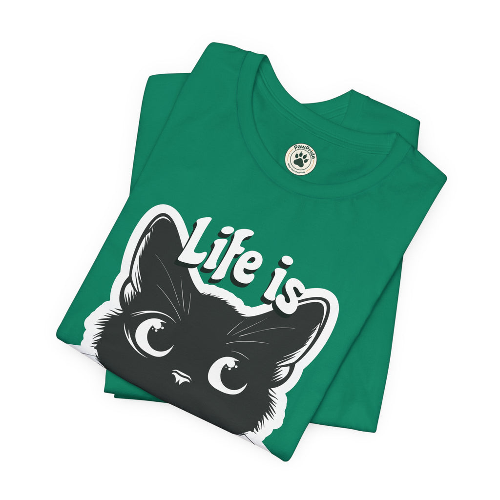Life Is Purrfect Cat T-Shirt — Cute Black Kitten Graphic Tee for Cat Lovers
