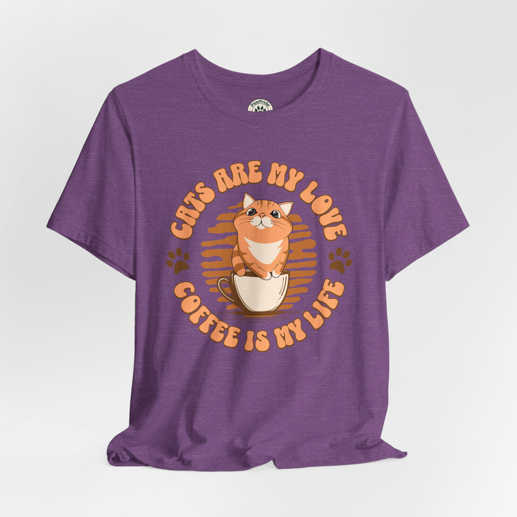 Cat & Coffee Tee — "Cats Are My Love, Coffee Is My Life" Cute Graphic T‑Shirt