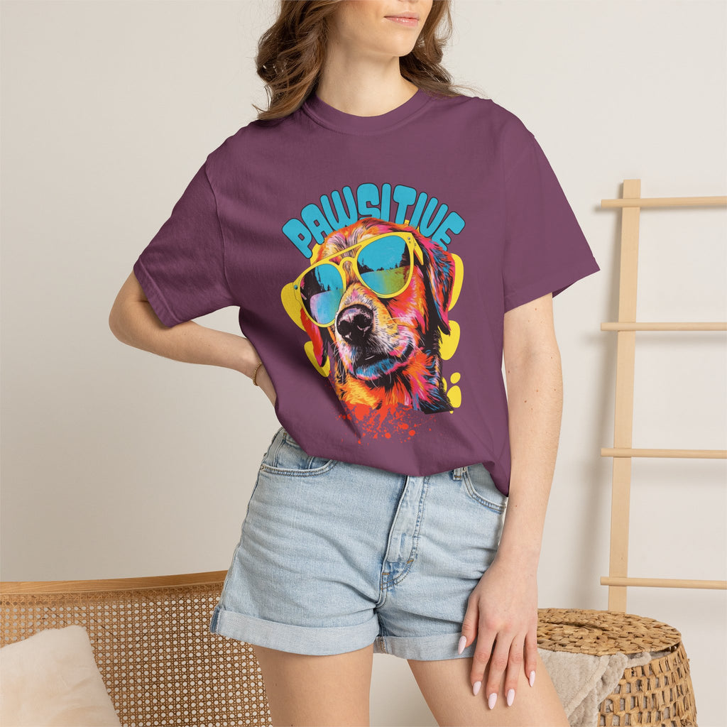 Pawsitive Dog Graphic T-Shirt — Retro Sunglasses Puppy Tee