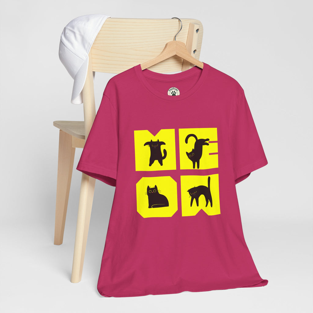 Cat Silhouette Tee — Yellow Block Cats Graphic T-Shirt