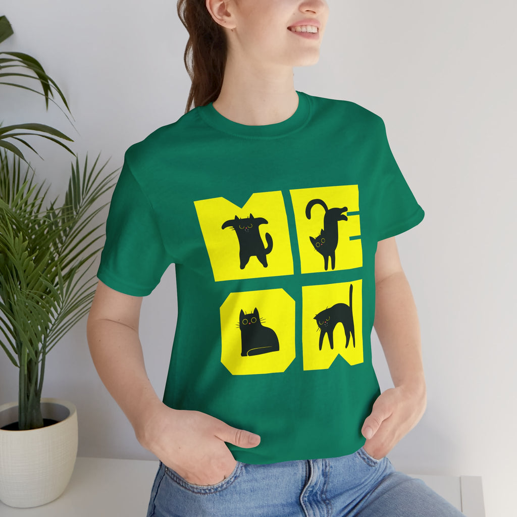 Cat Silhouette Tee — Yellow Block Cats Graphic T-Shirt