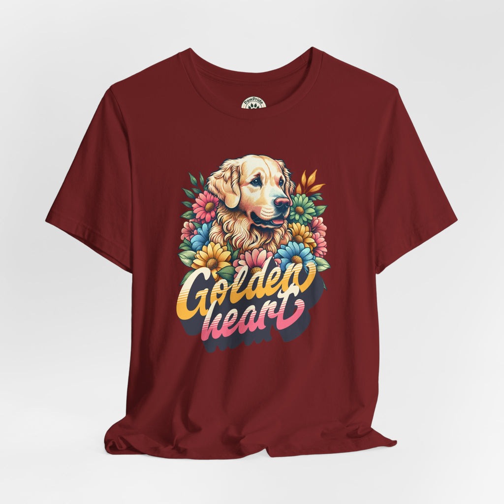 Golden Heart T-Shirt — Retro Floral Golden Retriever Tee
