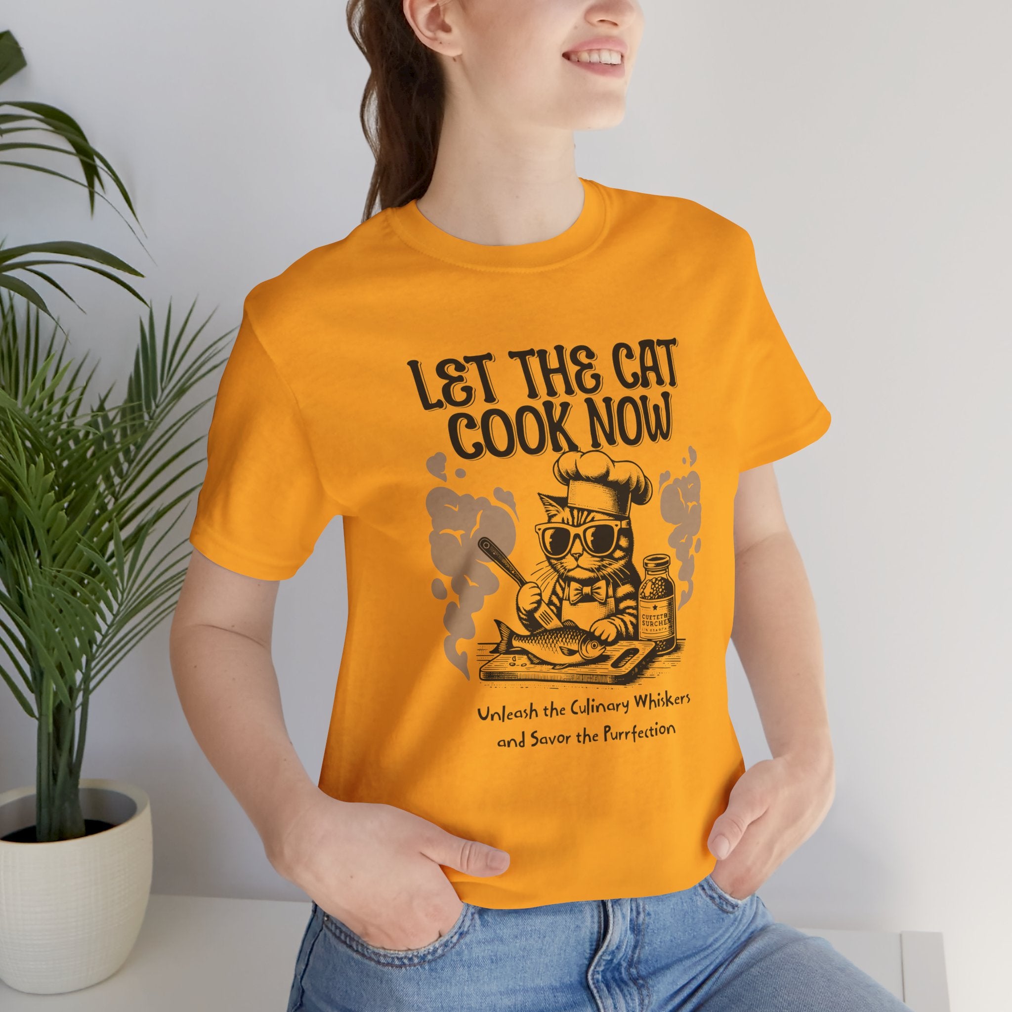 Let The Cat Cook Now T-Shirt — Funny Chef Cat Cooking Tee