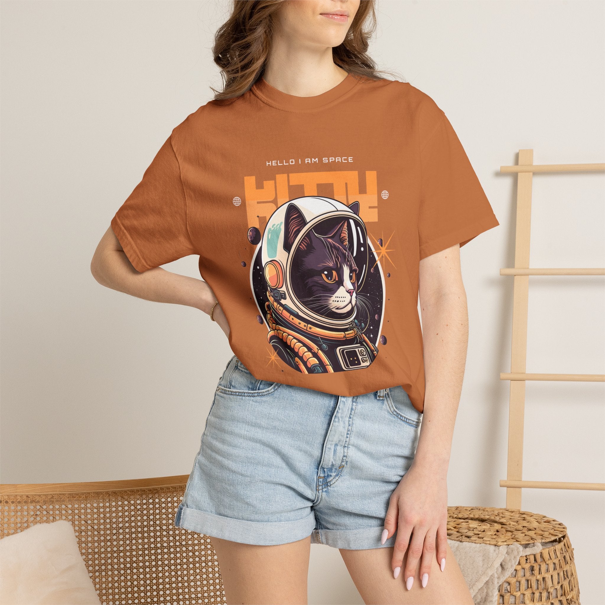 Astronaut Cat T-Shirt — "Hello I Am Space" Retro Spacecat Tee
