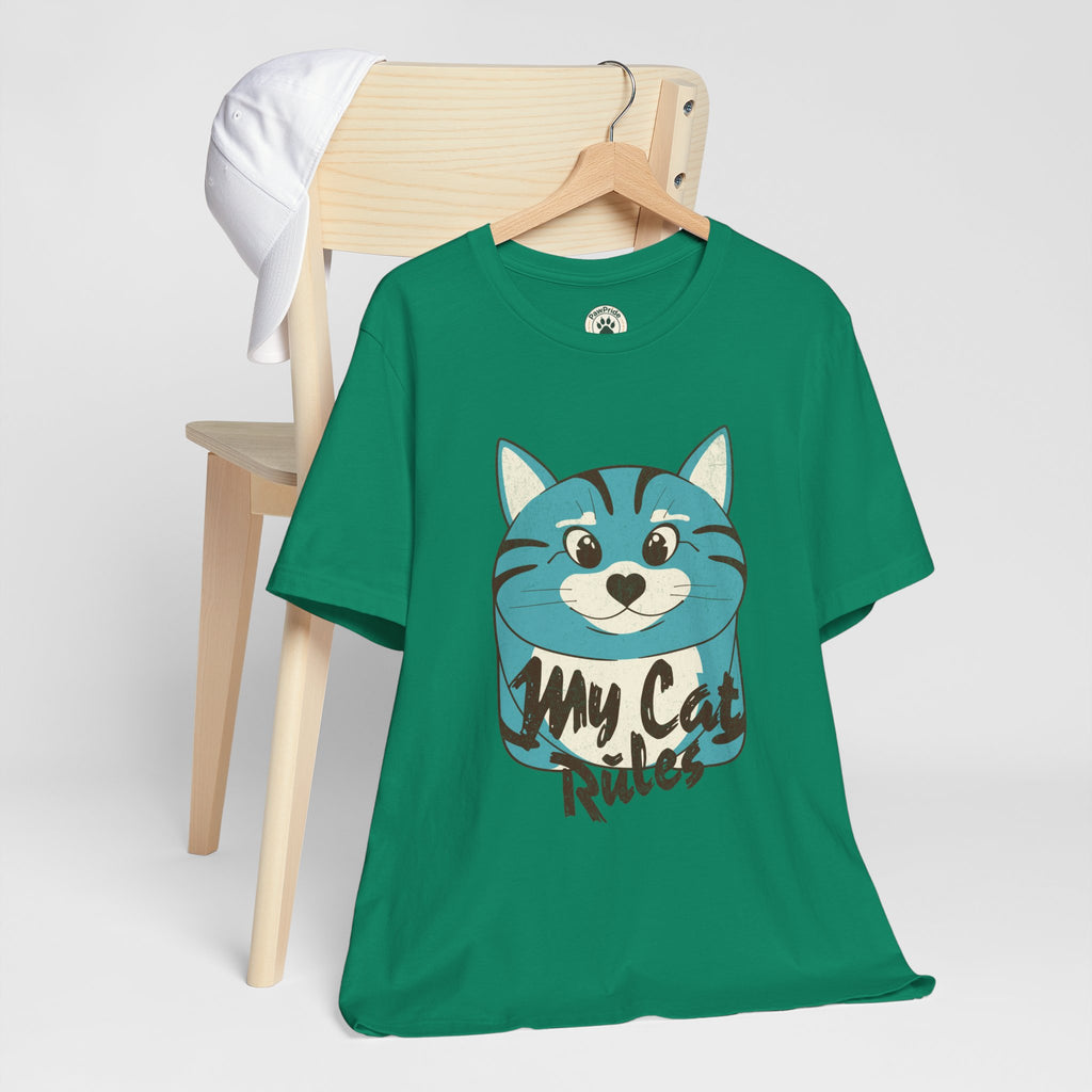 My Cat Rules T-Shirt — Cute Blue Cat Graphic Tee for Cat Lovers