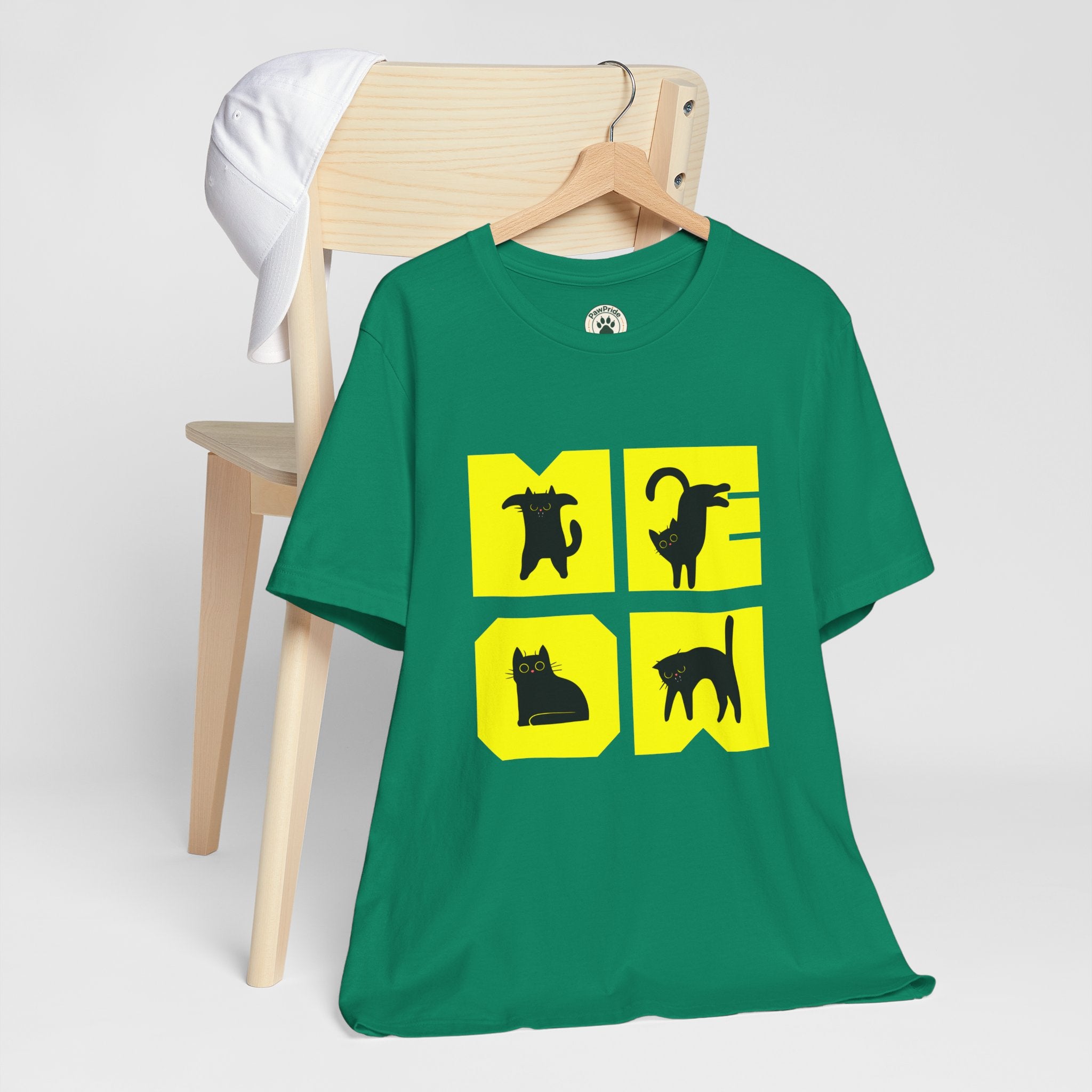 Cat Silhouette Tee — Yellow Block Cats Graphic T-Shirt