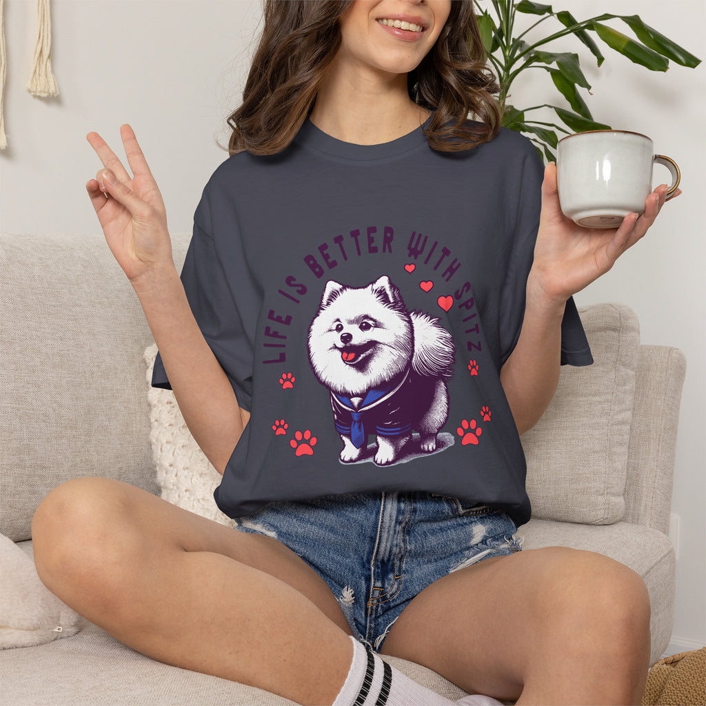 Spitz Love T-Shirt — "Life Is Better With Spitz" Cute Dog Graphic Tee