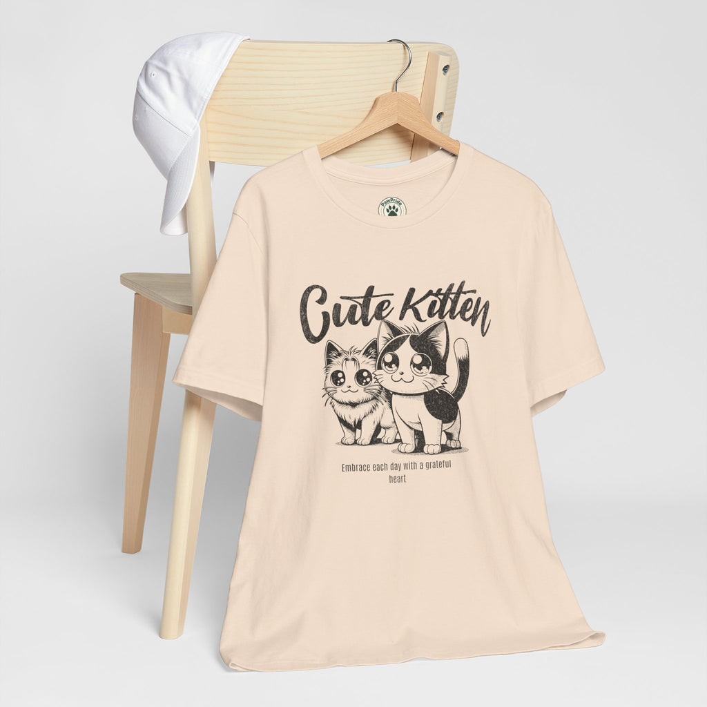 Cute Kitten T-Shirt — Vintage Black & White Cat Graphic Tee