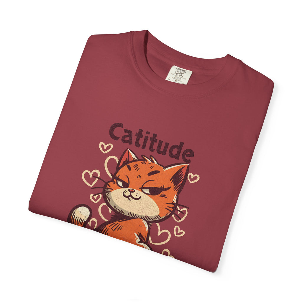 Catitude T-Shirt — Cute Orange Cat Graphic Tee, "Deal with it, human!"