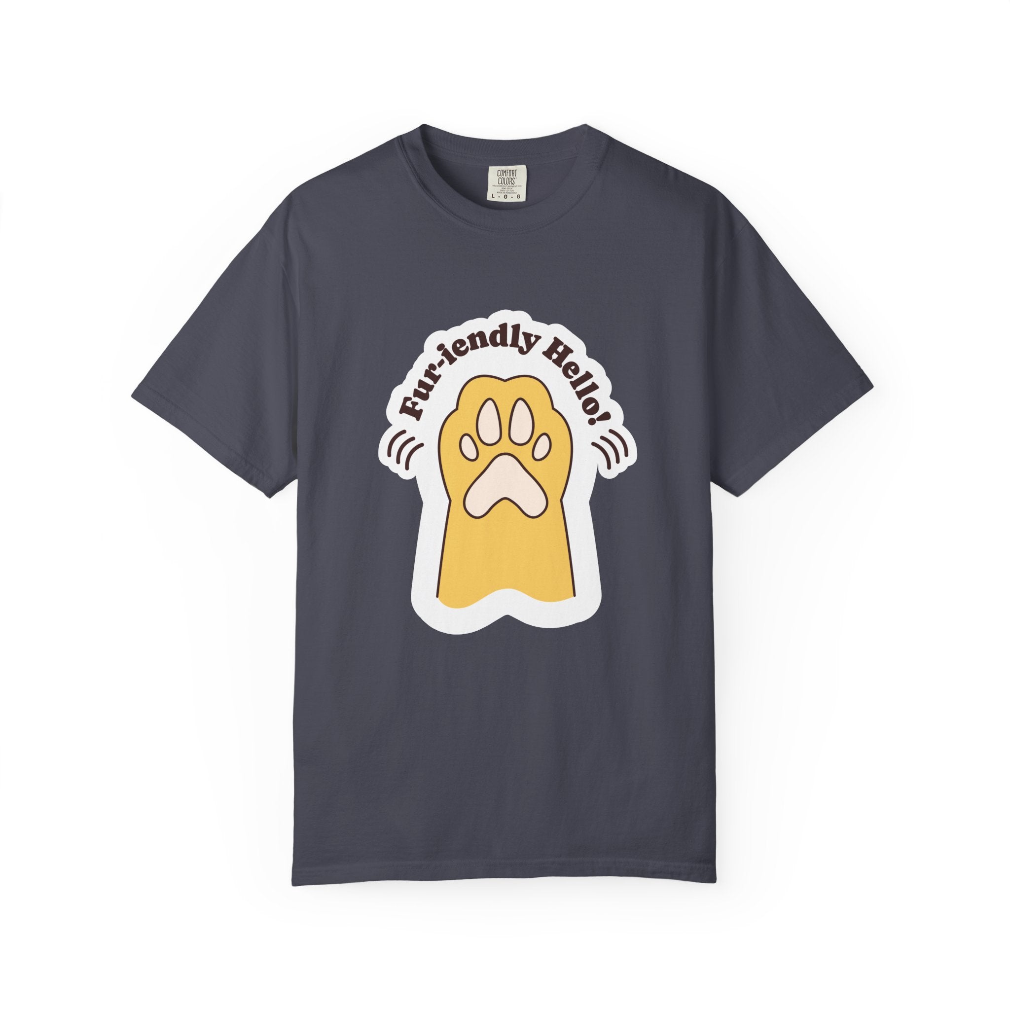 Pet Paw Graphic T-Shirt — "Fur-rendly Hello" Cute Animal Lover Tee