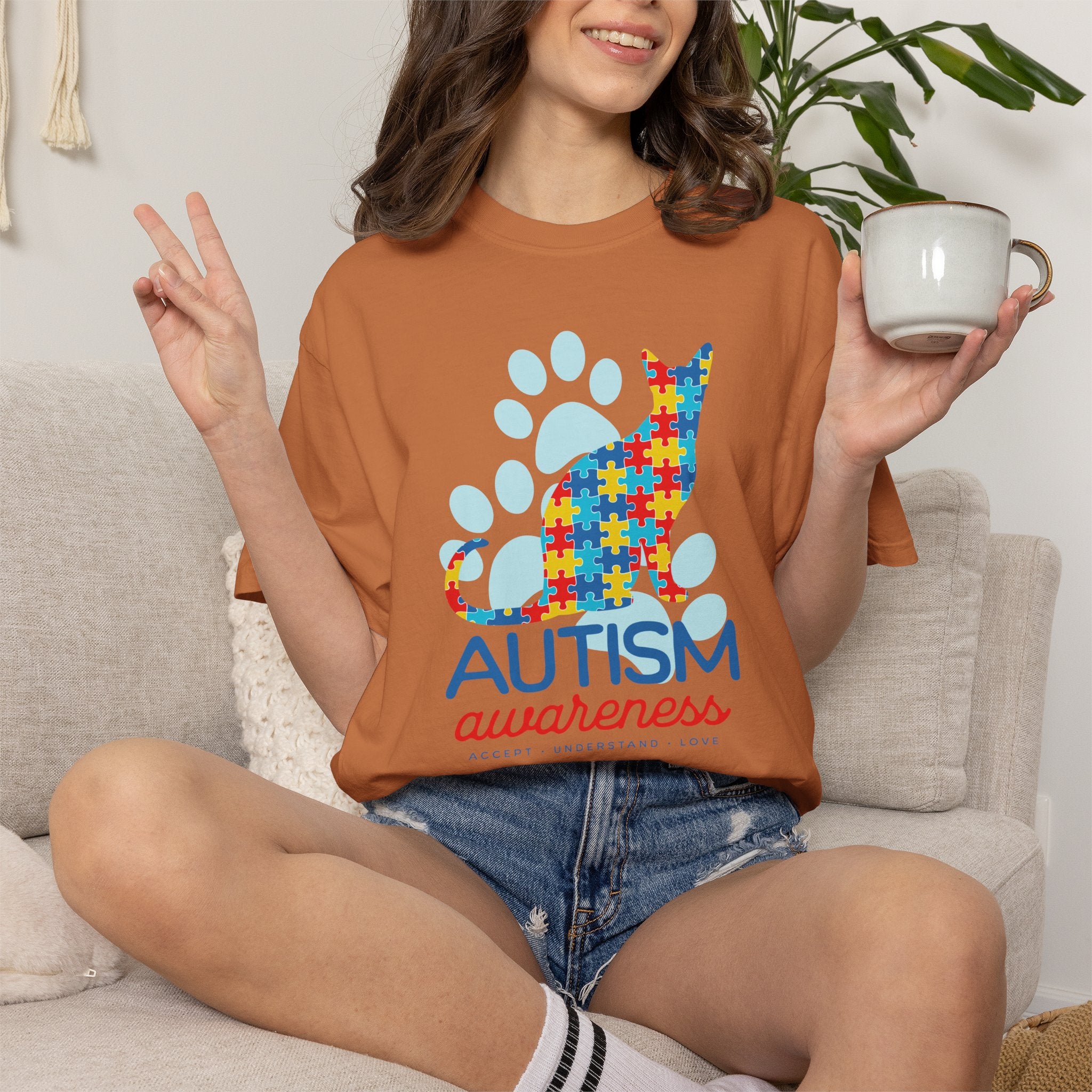 Autism Awareness Puzzle Cat T-Shirt — Support & Awareness Tee