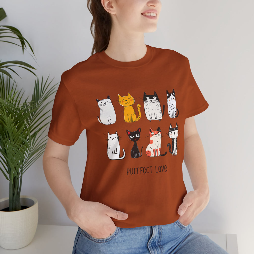 Purrfect Love Cat T-Shirt — Cute Cartoon Cats Tee for Cat Lovers
