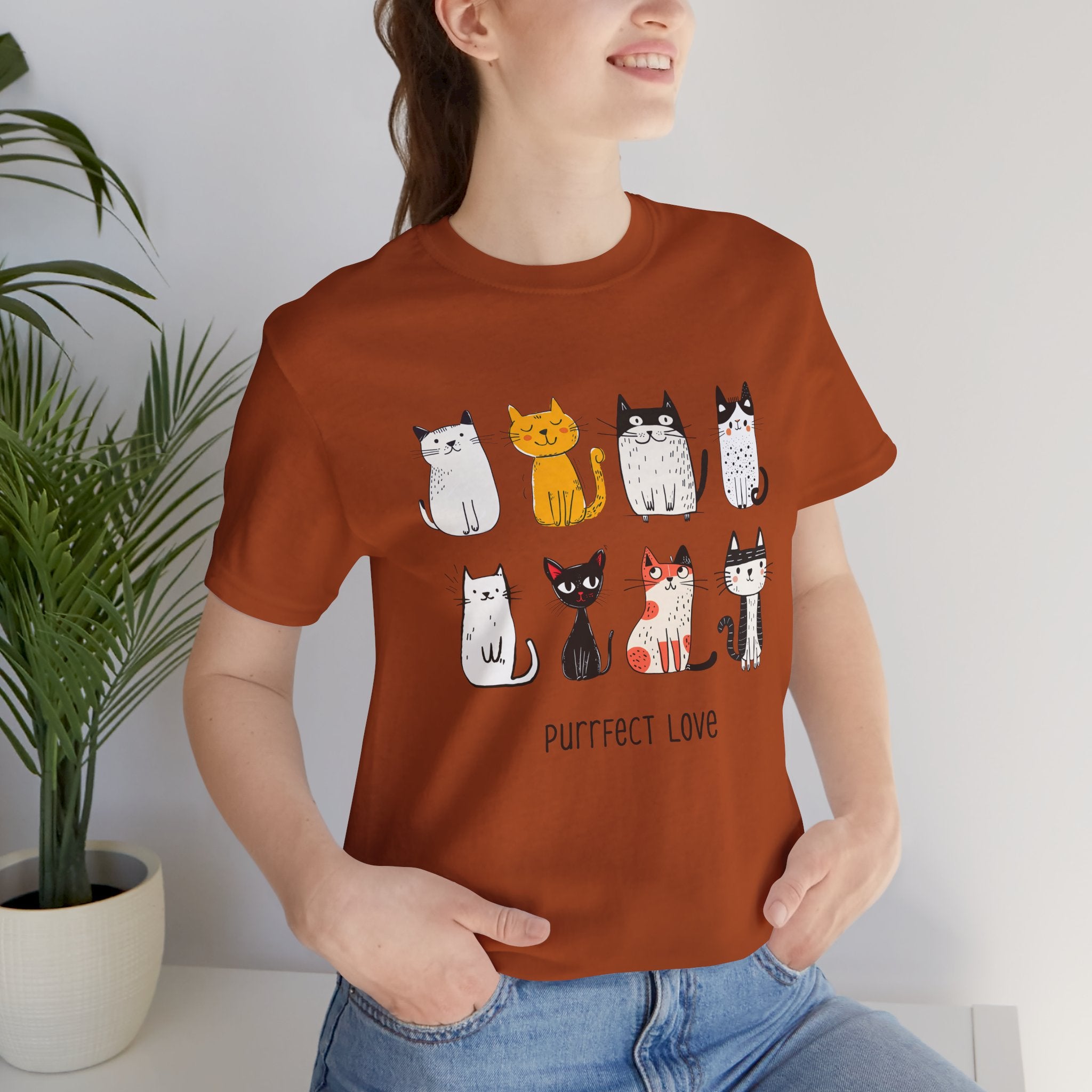 Purrfect Love Cat T-Shirt — Cute Cartoon Cats Tee for Cat Lovers