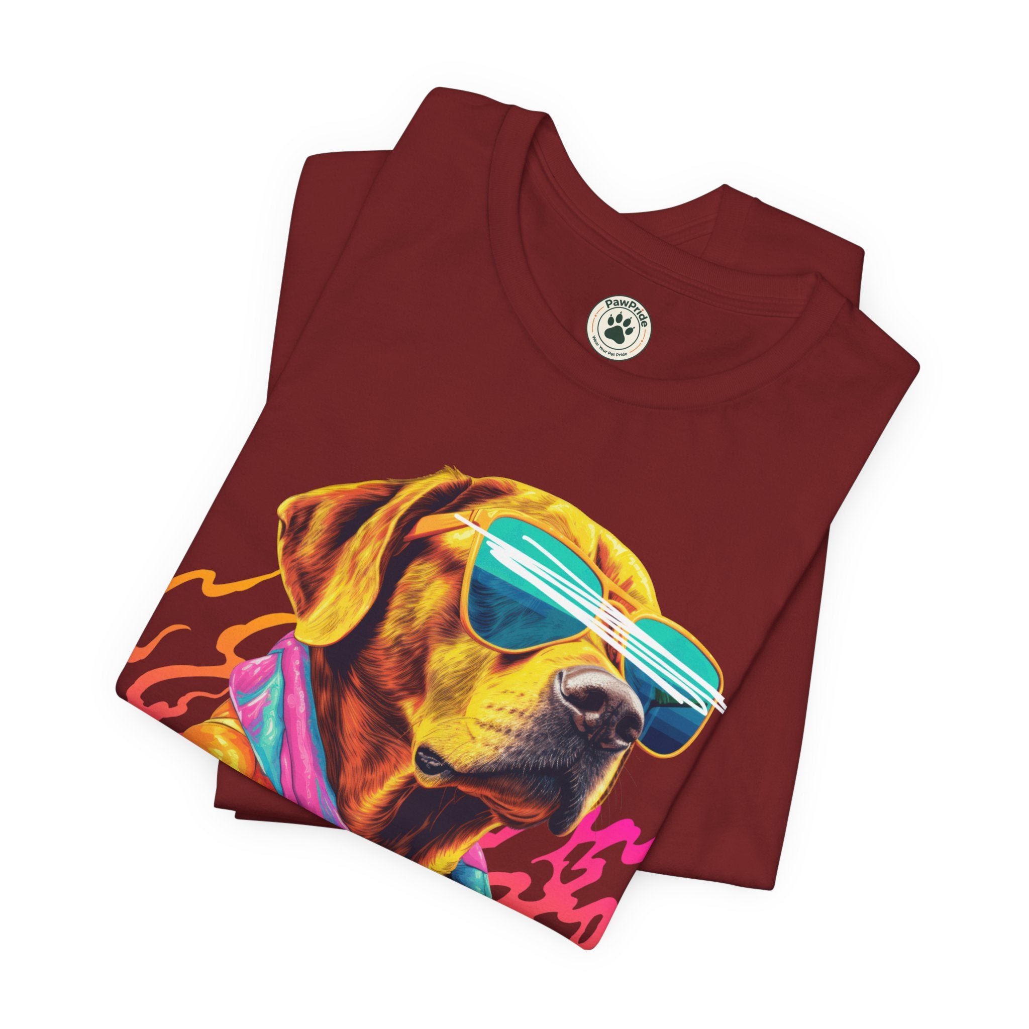 Chill Sunglasses Dog Tee — Retro Neon “CHILL” Graphic T-Shirt