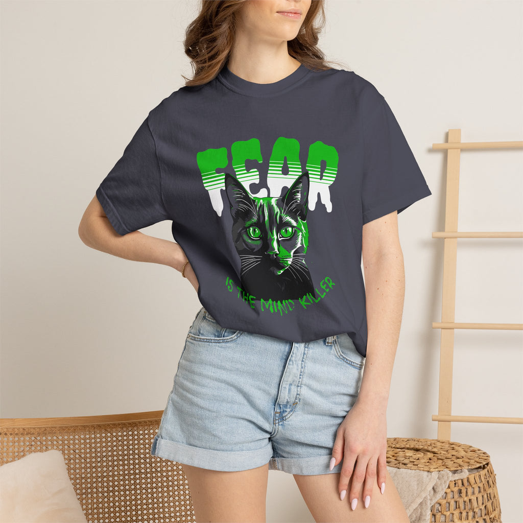Dead Cat Graphic T-Shirt — “Dead is the New Killer” Retro Neon Cat Tee