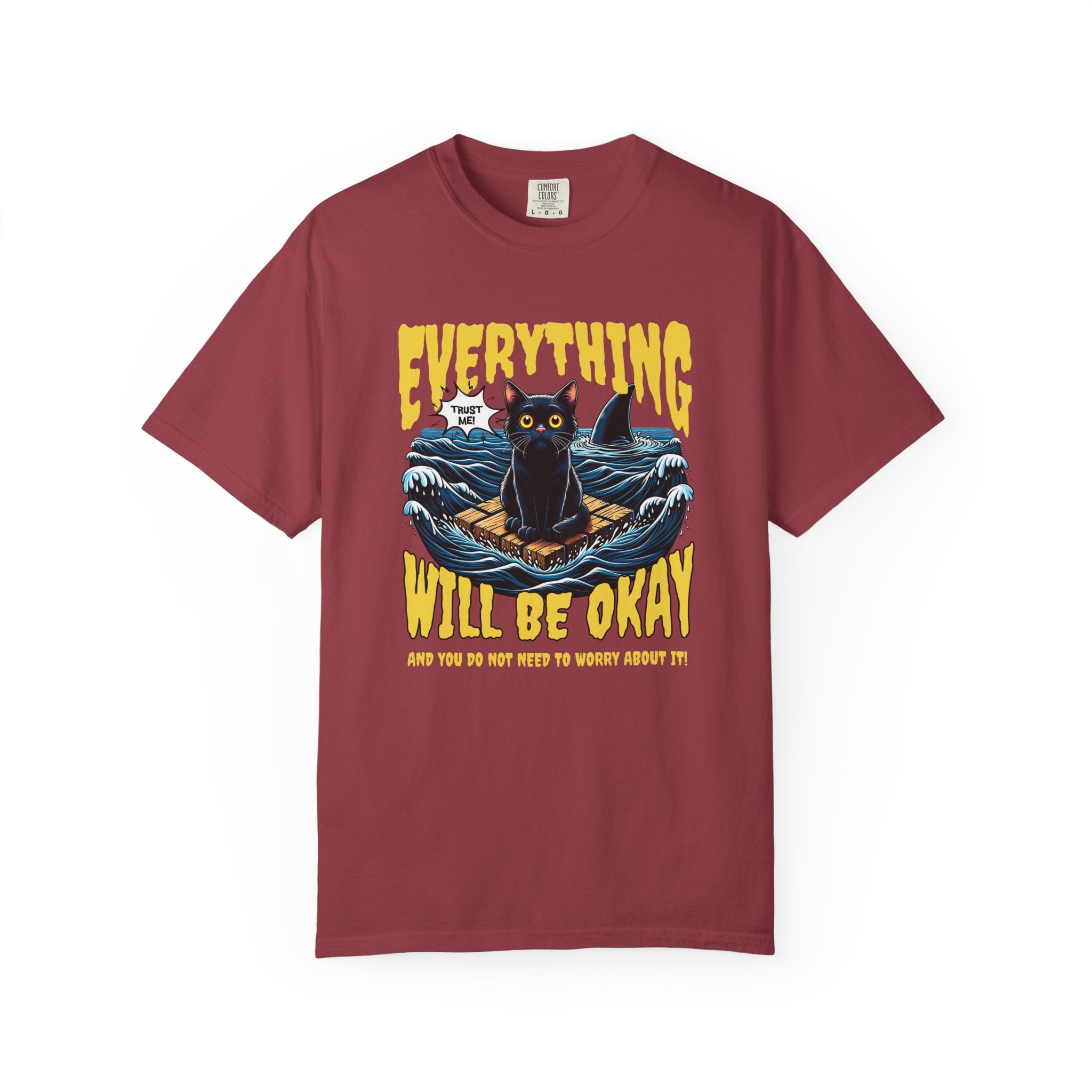 Everything Will Be Okay Cat Tee — Vintage Graphic Comfort Shirt