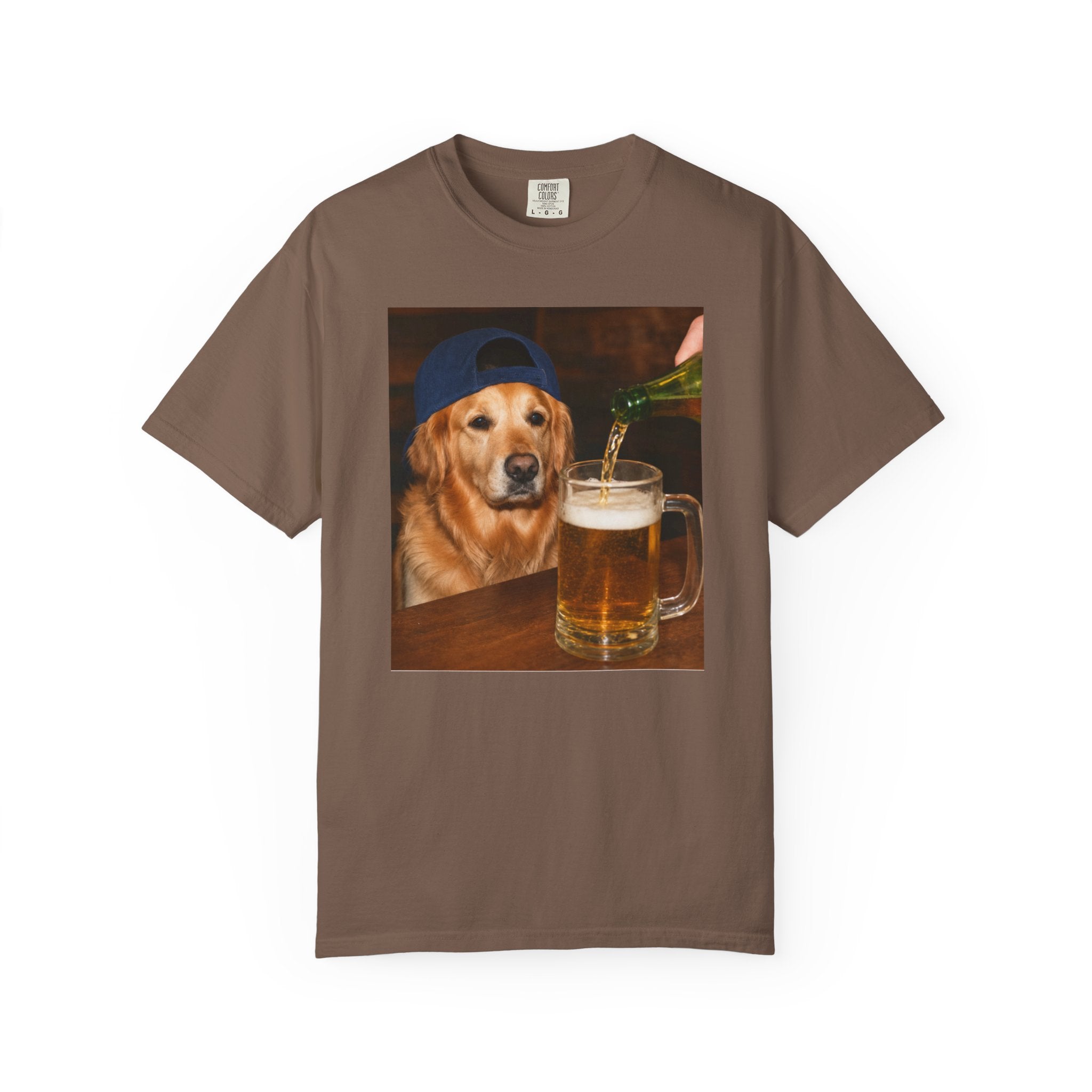 Golden Retriever Beer T-Shirt — Funny Dog Drinking Beer Graphic Tee