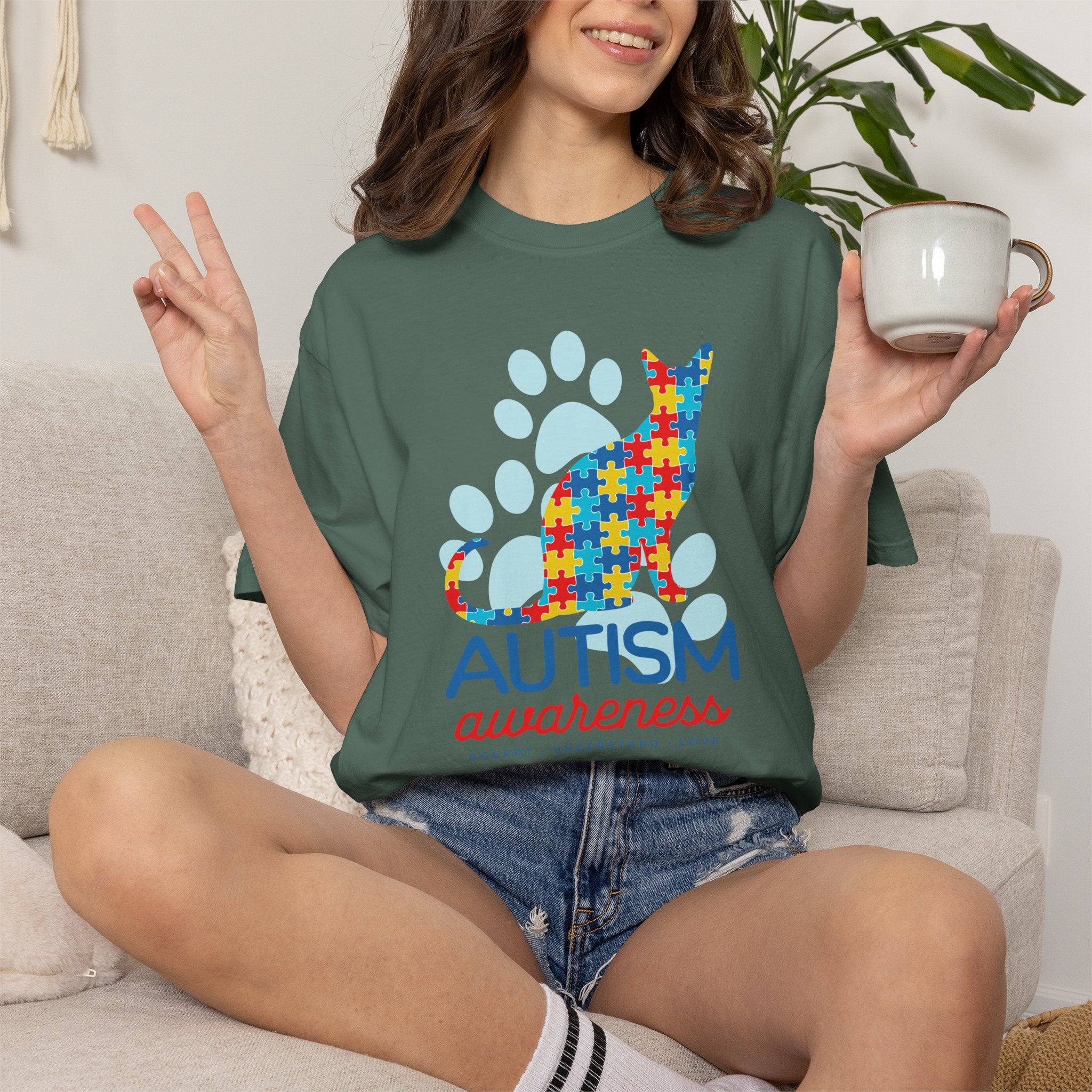 Autism Awareness Puzzle Cat T-Shirt — Support & Awareness Tee