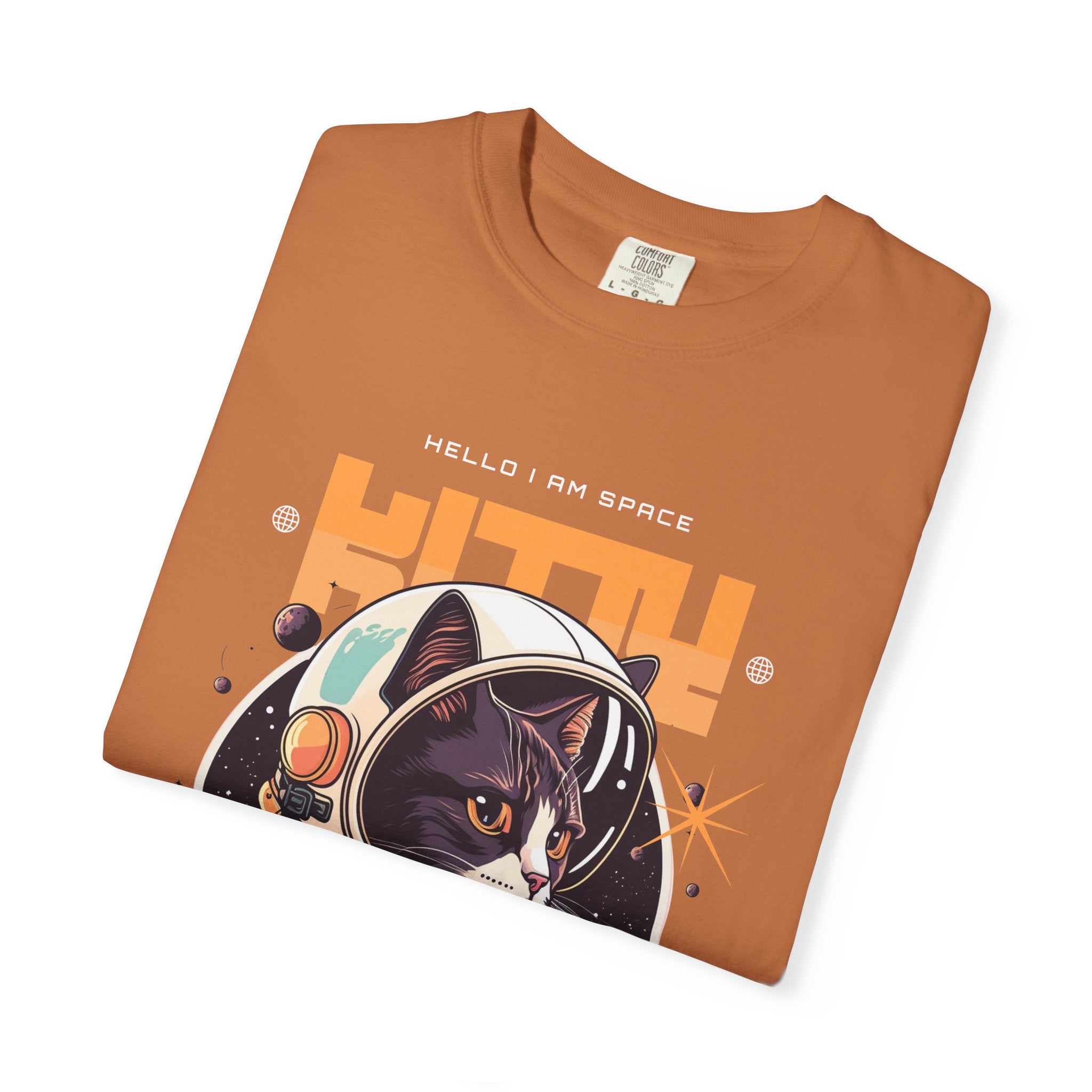Astronaut Cat T-Shirt — "Hello I Am Space" Retro Spacecat Tee
