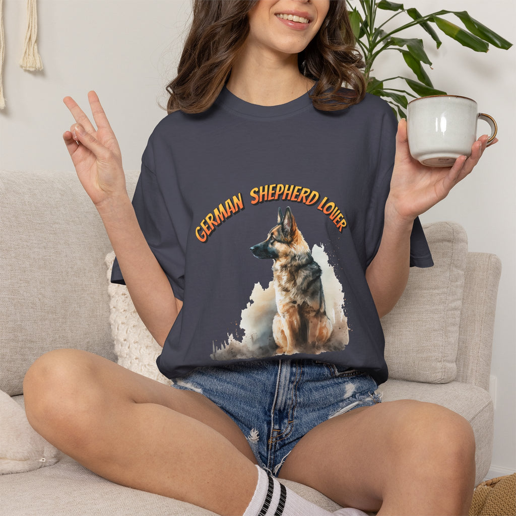 German Shepherd Lover T-Shirt — Retro Script Dog Portrait Tee