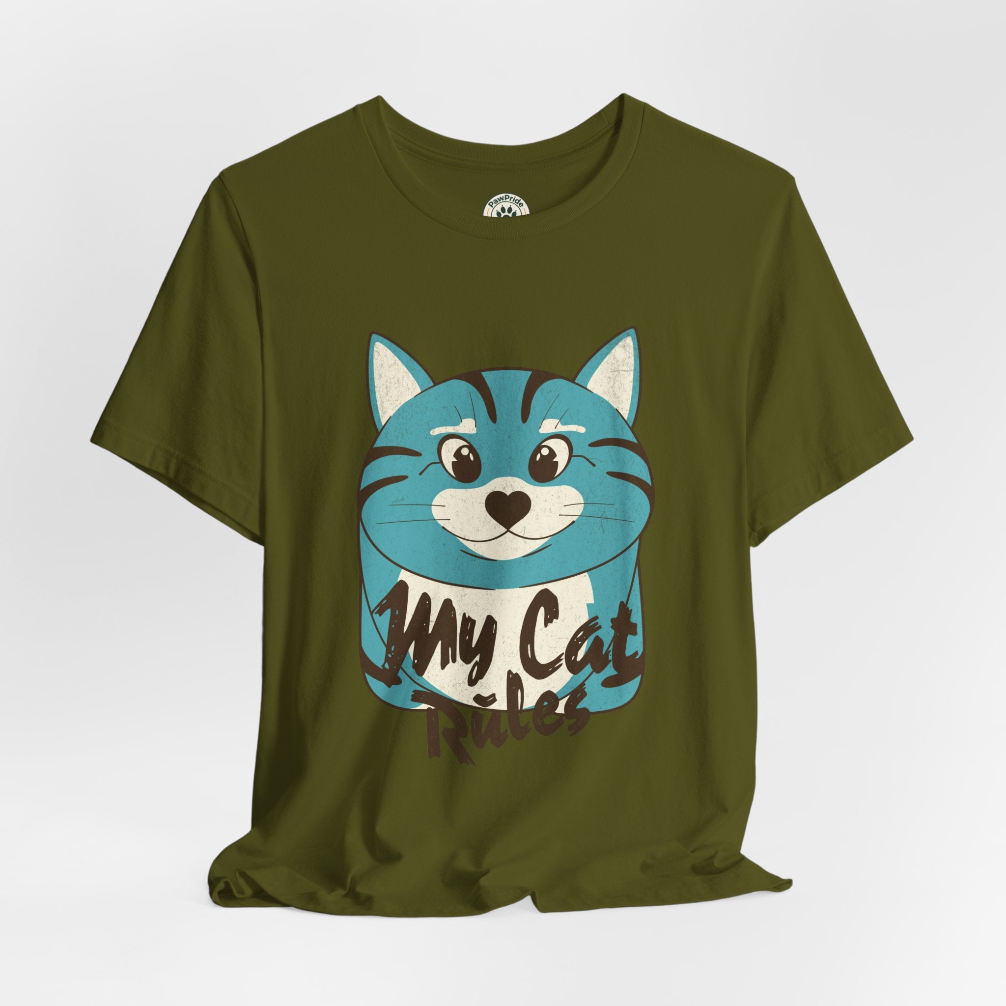 My Cat Rules T-Shirt — Cute Blue Cat Graphic Tee for Cat Lovers
