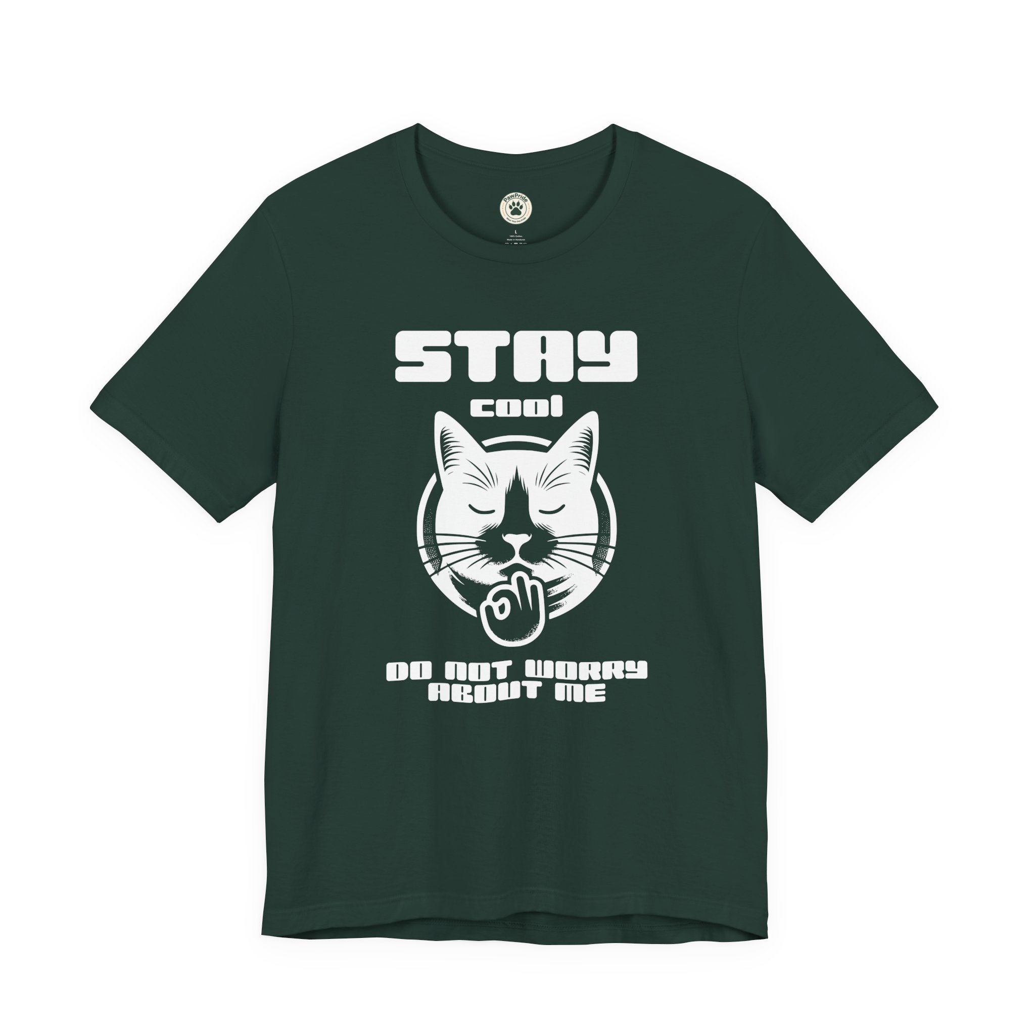 Stay Calm Cat T-Shirt — Cute Grumpy Cat Graphic Tee ("Stay Calm — Do Not Disturb" )