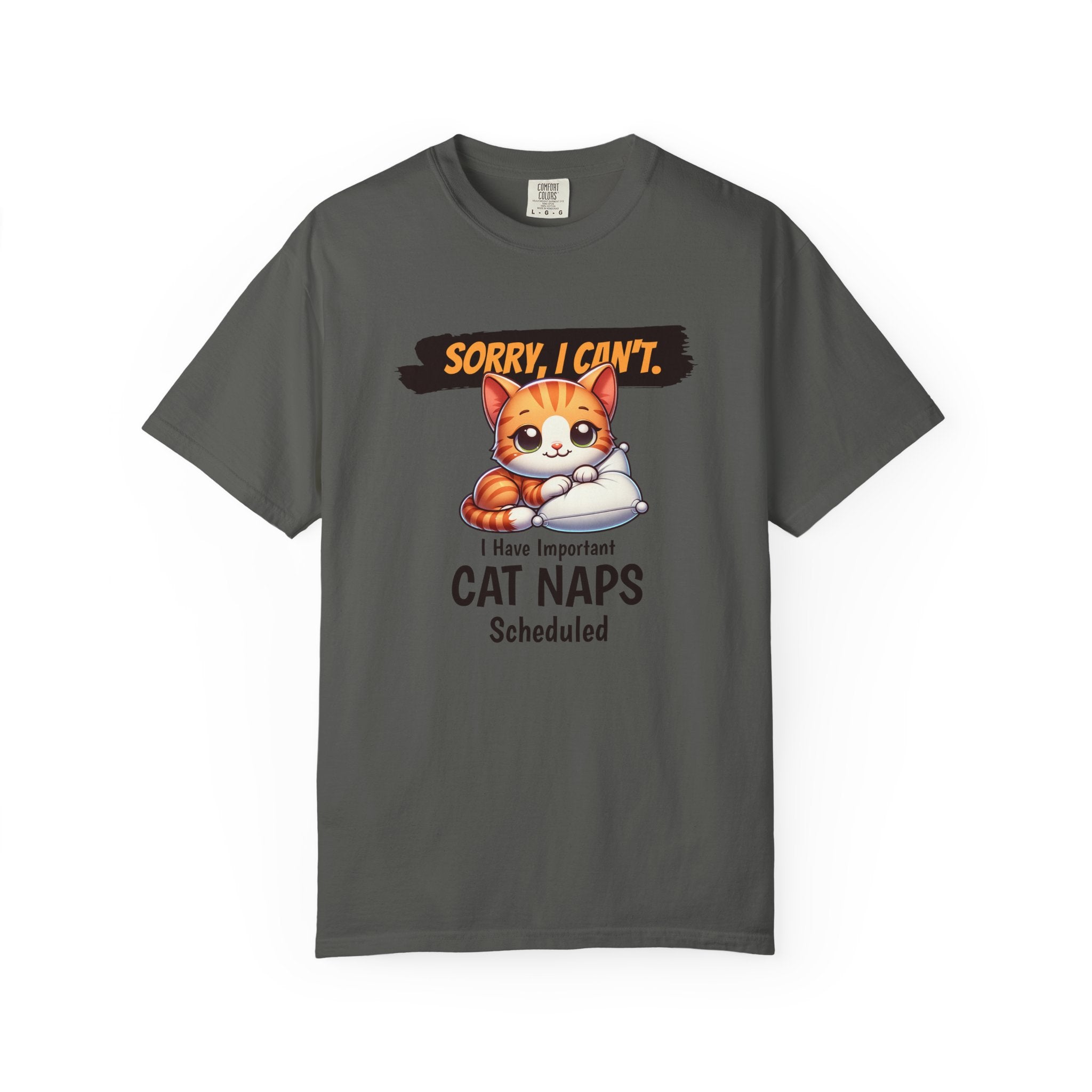 Cat Naps Scheduled T-Shirt — "Sorry, I Can't" Cute Cat Nap Graphic Tee
