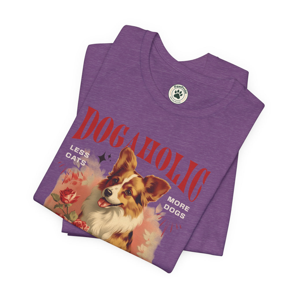 Dogaholic Graphic Tee — Vintage Floral Dog Lover T-Shirt