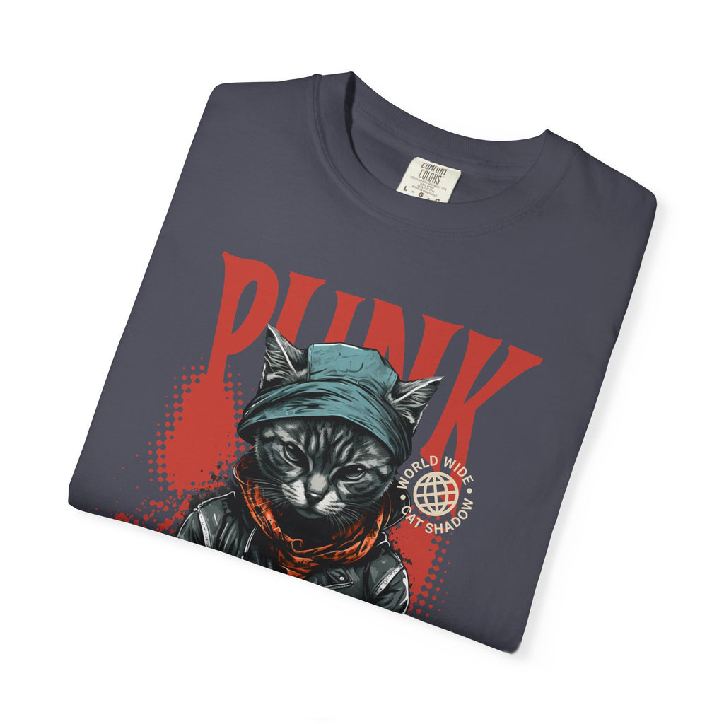 Punk Cat Graphic T-Shirt — Edgy Streetwear Tee with Biker Cat Design