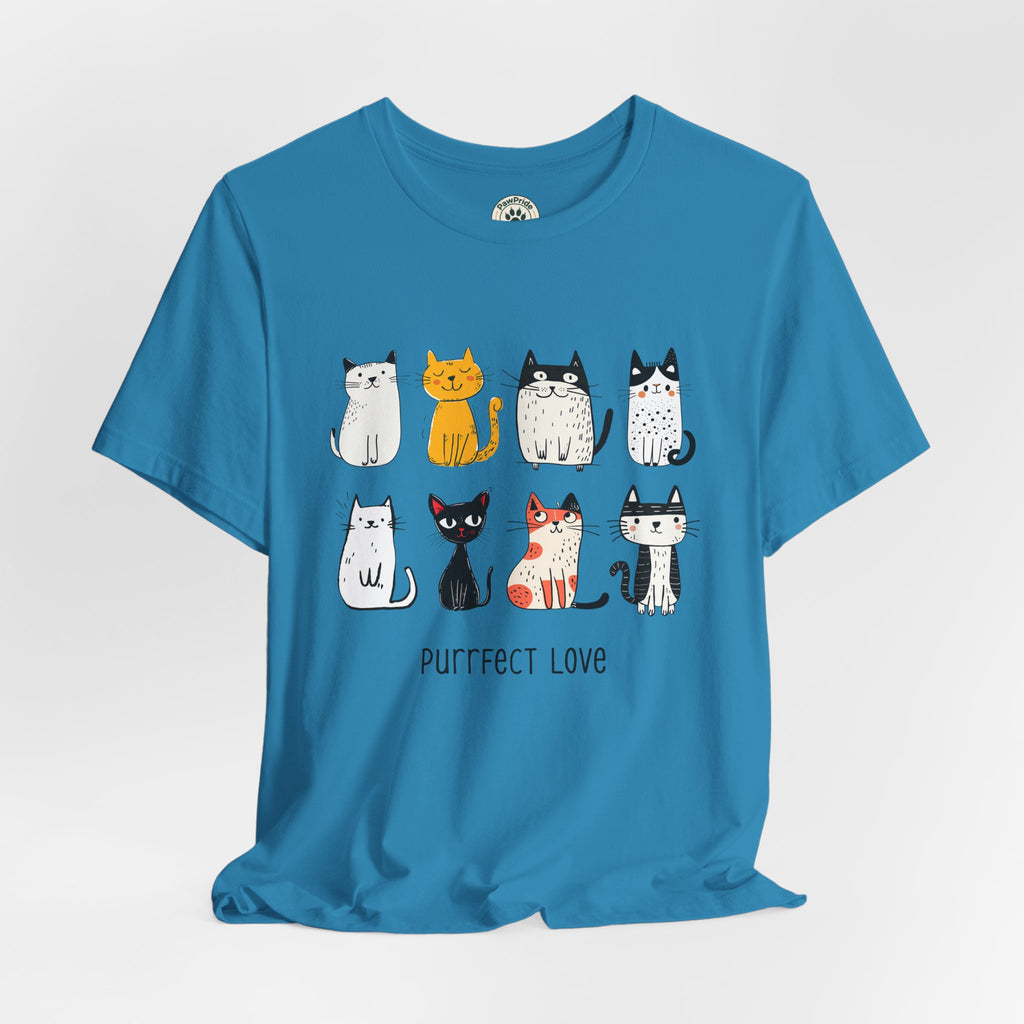 Purrfect Love Cat T-Shirt — Cute Cartoon Cats Tee for Cat Lovers