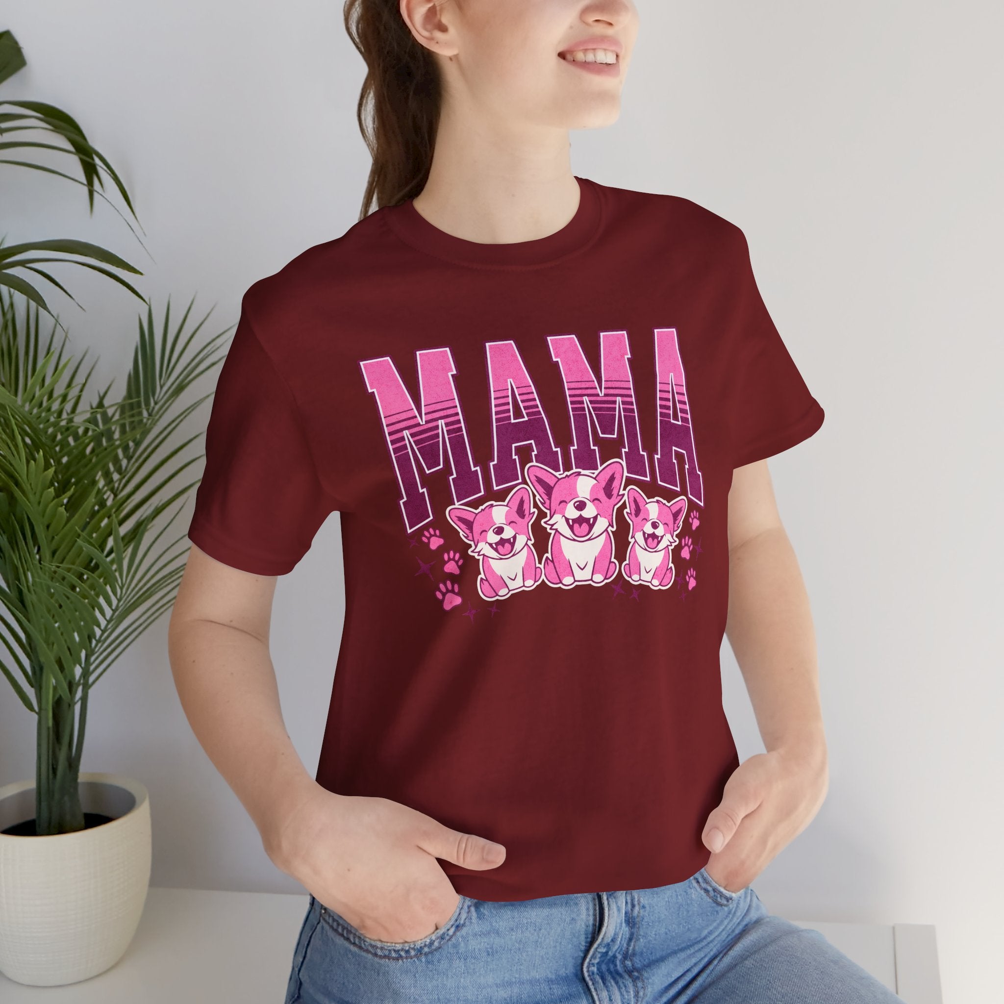 Mama Tee — Pink Corgi Mom Graphic T-Shirt