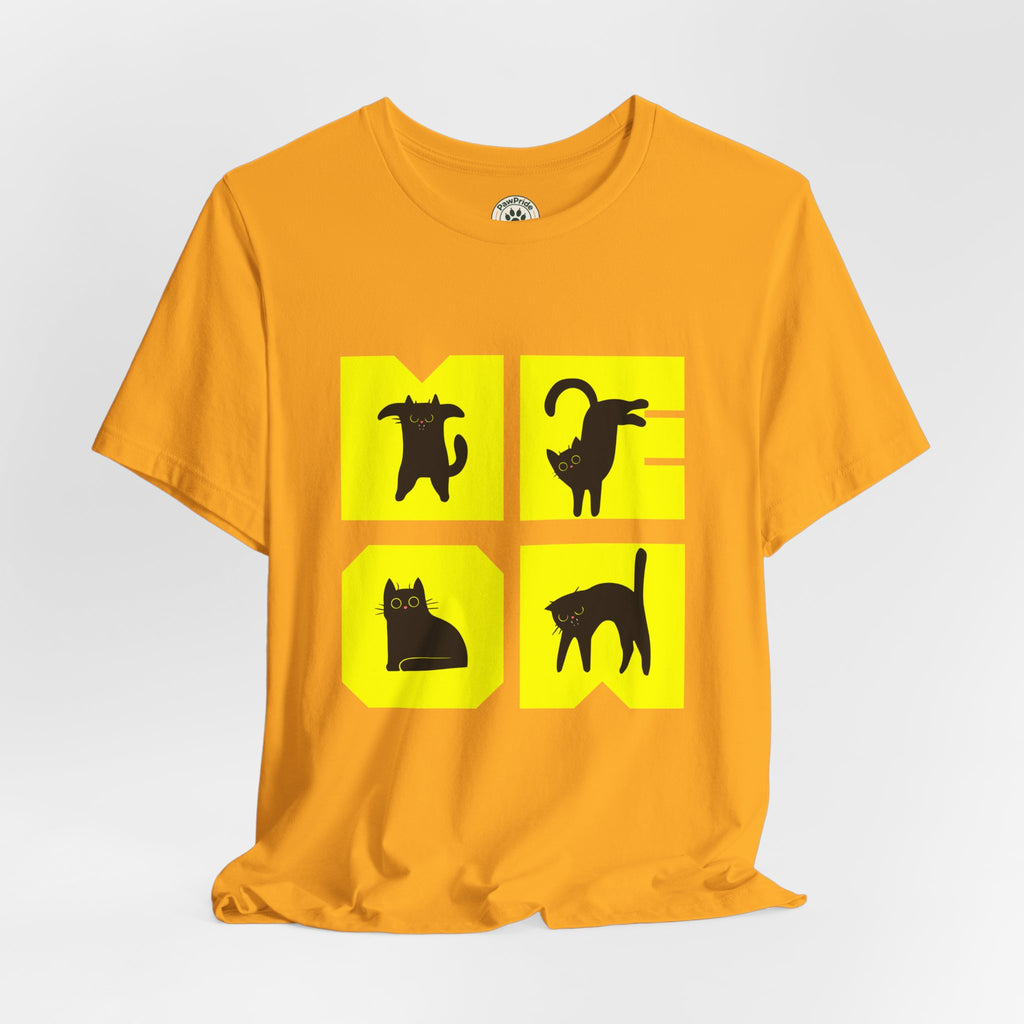 Cat Silhouette Tee — Yellow Block Cats Graphic T-Shirt