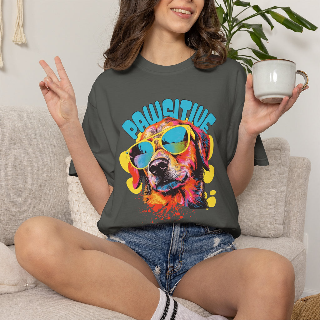 Pawsitive Dog Graphic T-Shirt — Retro Sunglasses Puppy Tee