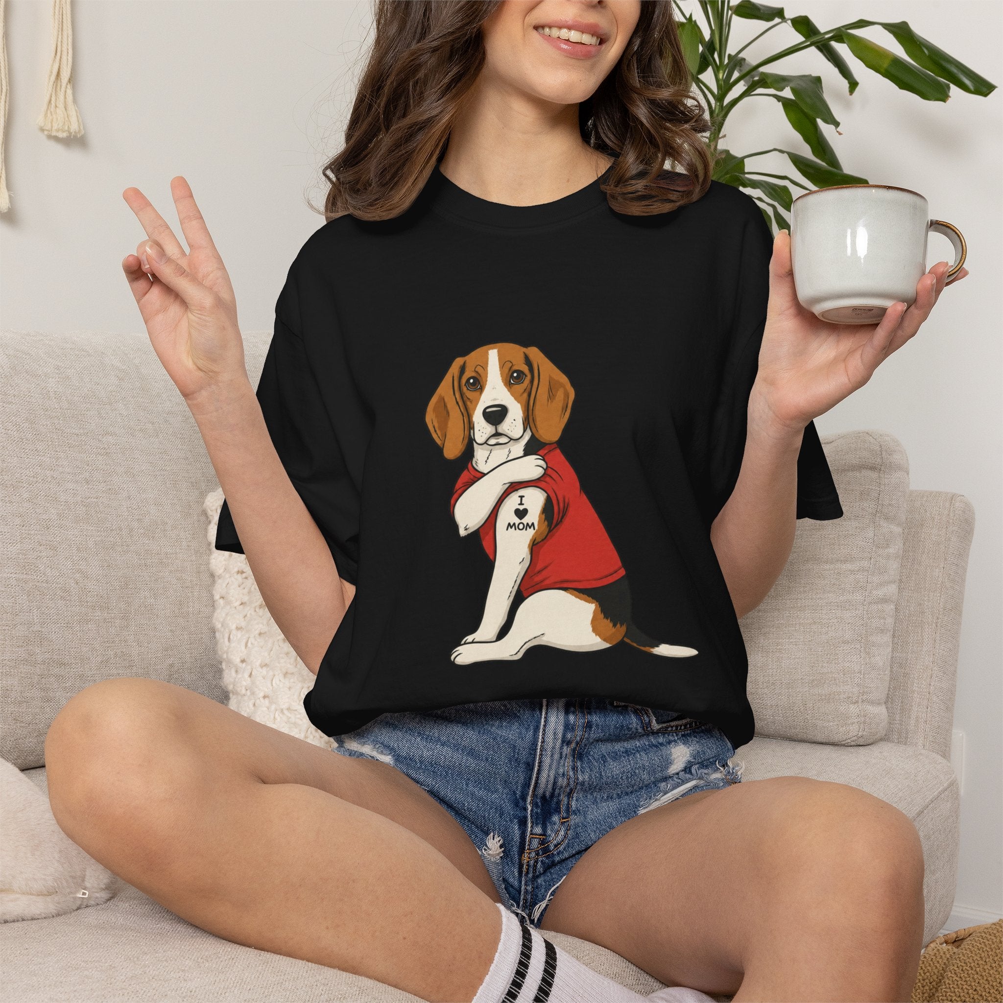 Beagle With Tattoo Graphic T-Shirt — Cute Retro Dog Tee