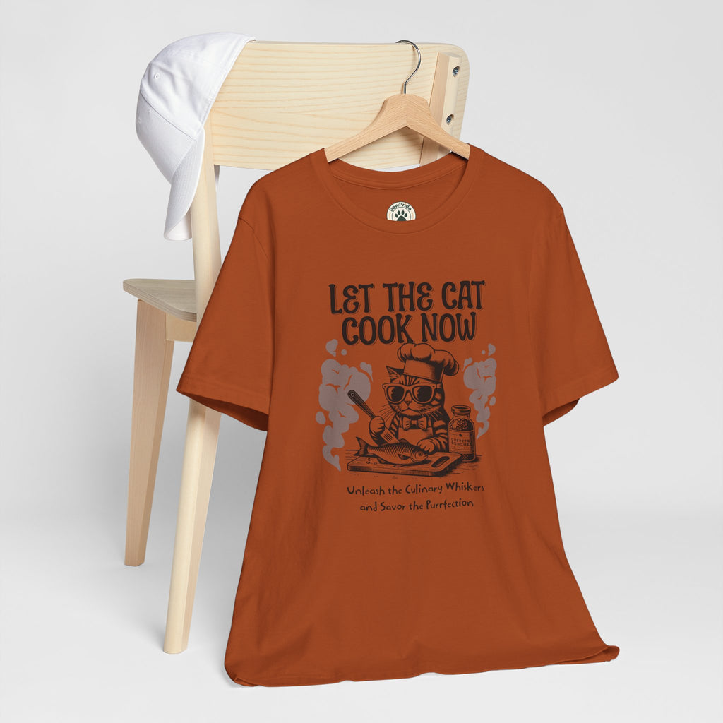 Let The Cat Cook Now T-Shirt — Funny Chef Cat Cooking Tee
