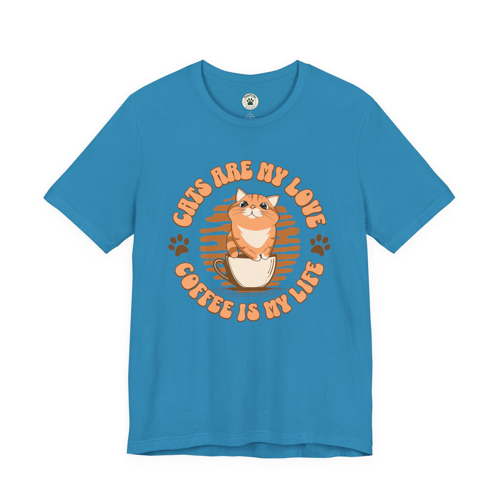 Cat & Coffee Tee — "Cats Are My Love, Coffee Is My Life" Cute Graphic T‑Shirt