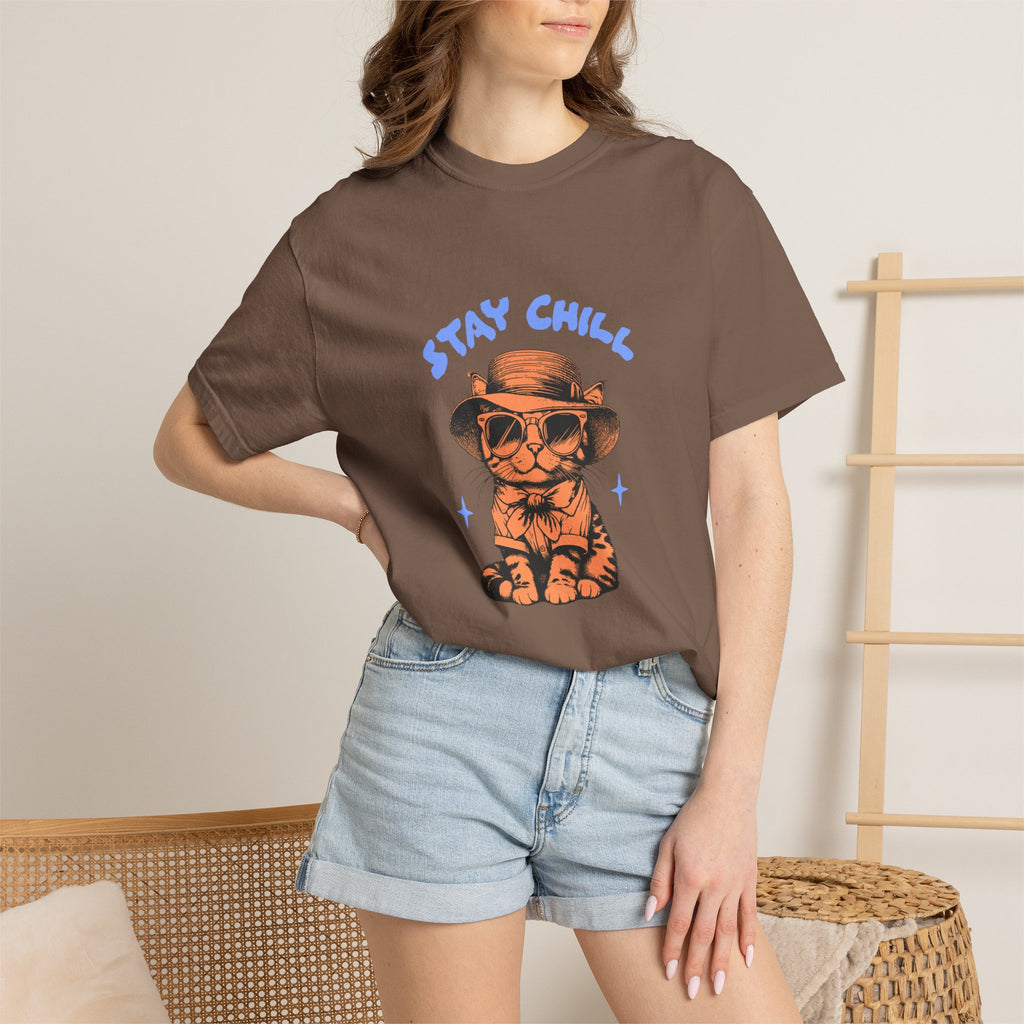 Stay Chill Cat T-shirt — Relaxed Vintage Cat Graphic Tee