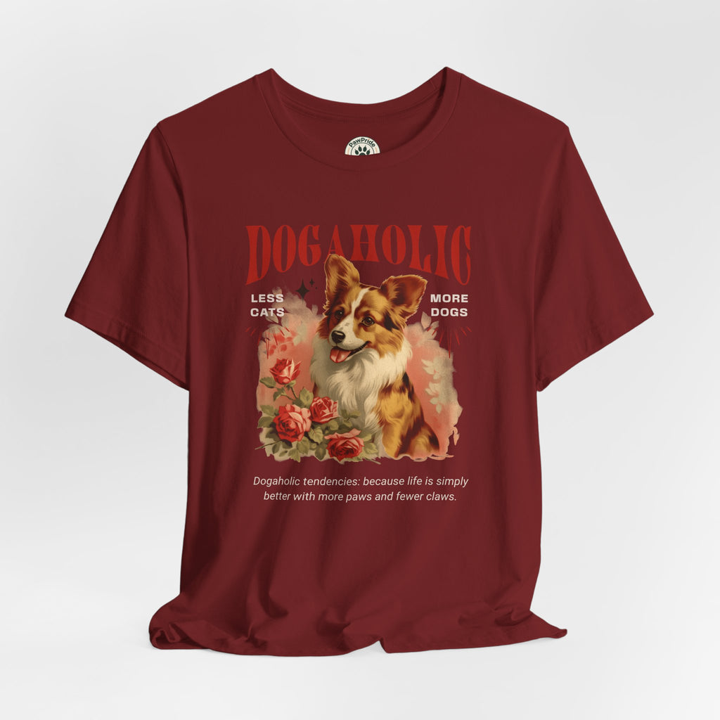 Dogaholic Graphic Tee — Vintage Floral Dog Lover T-Shirt
