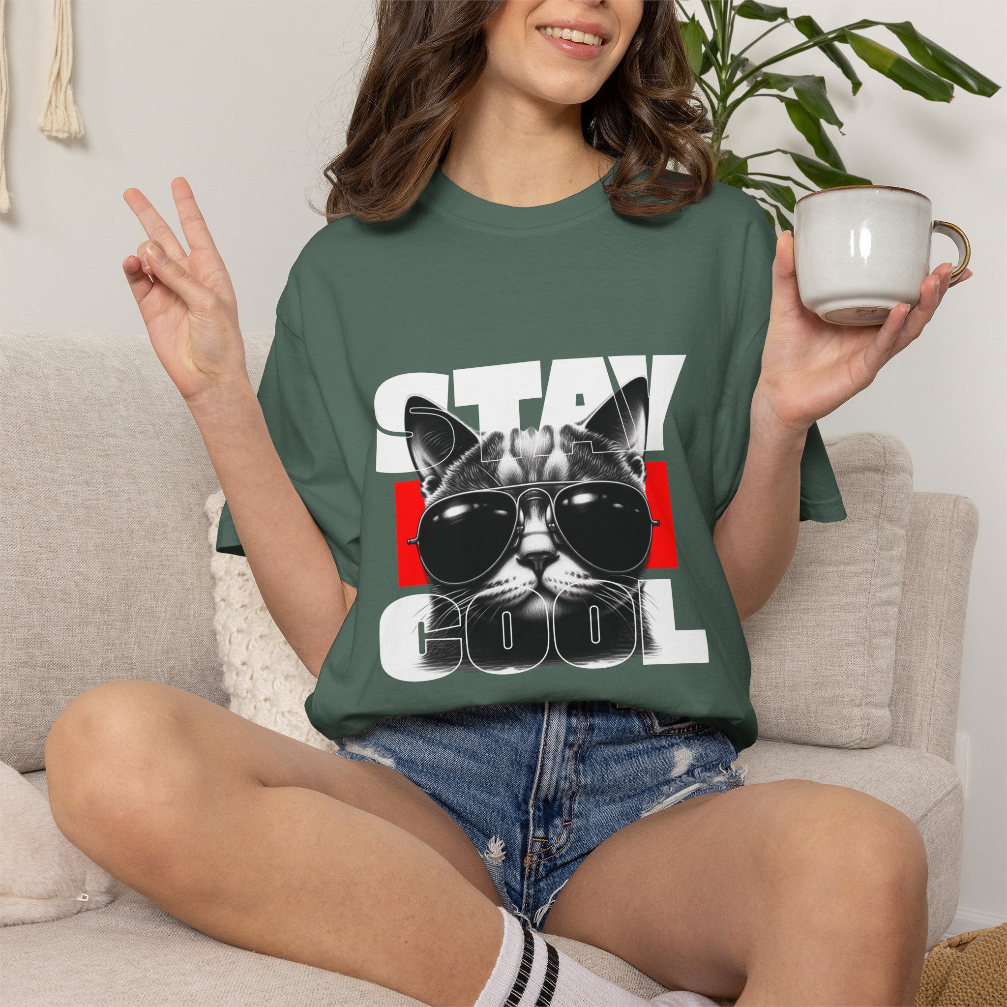 Stay Cool Cat T-Shirt — Retro Sunglasses Graphic Tee