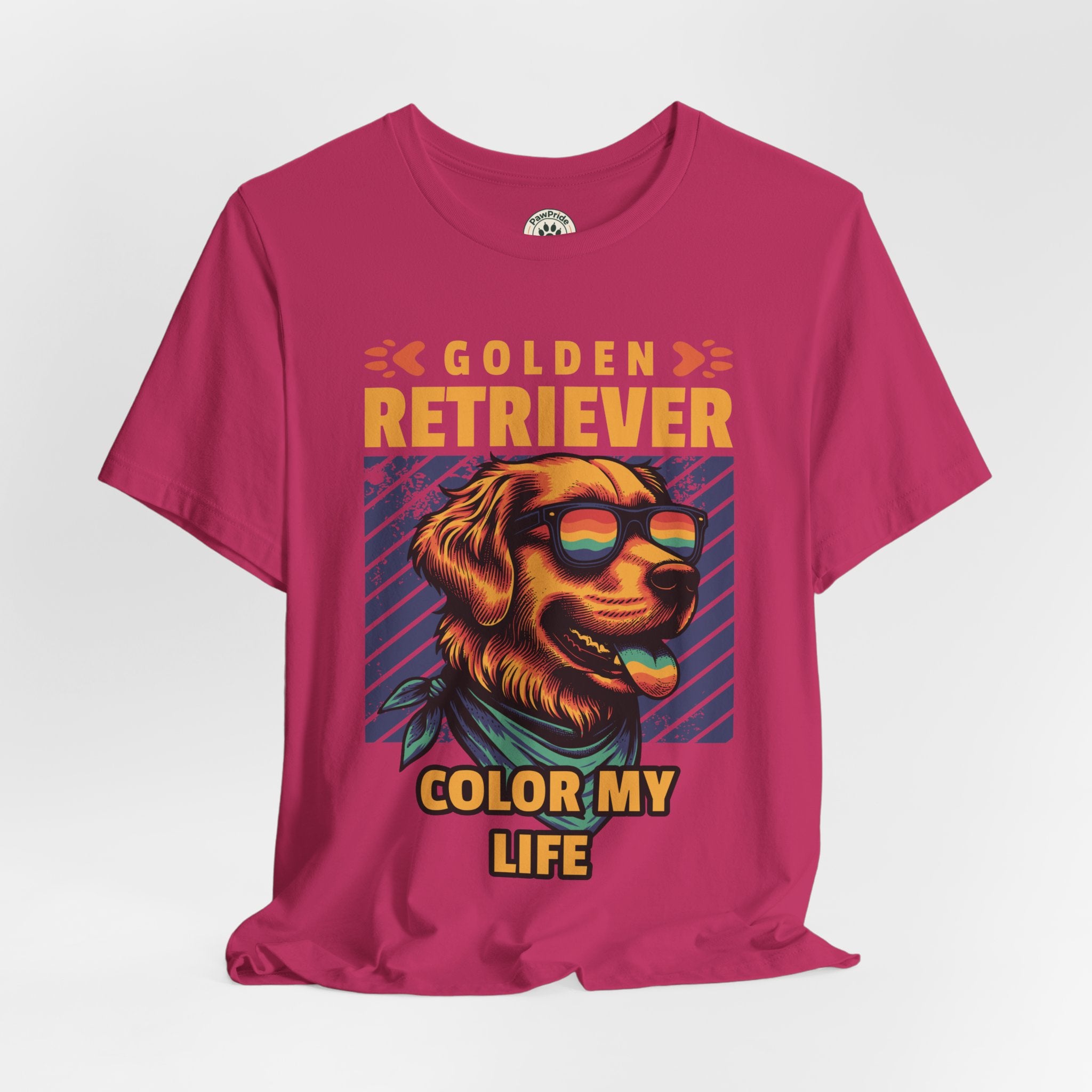 Golden Retriever T‑Shirt — 'Color My Life' Retro Dog Graphic Tee