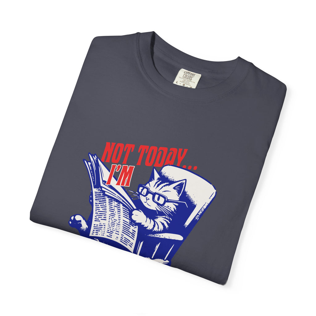 Cat Reading T-Shirt — "Not Today... I'm Busy Right Now" Vintage Graphic Tee