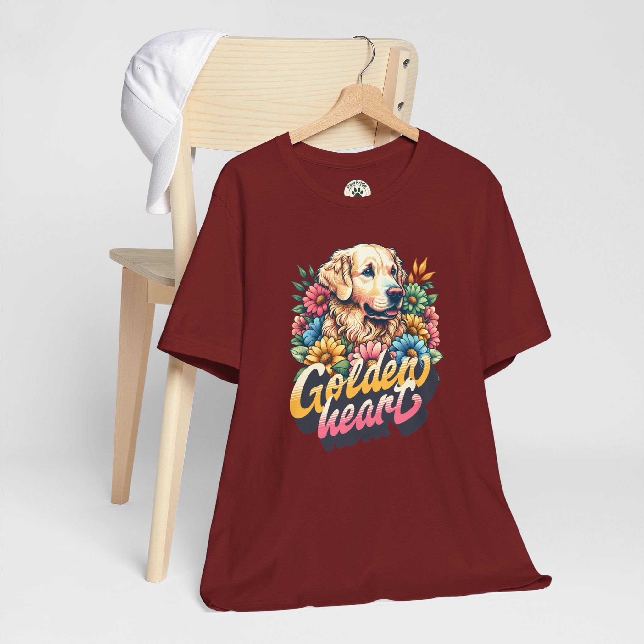 Golden Heart T-Shirt — Retro Floral Golden Retriever Tee