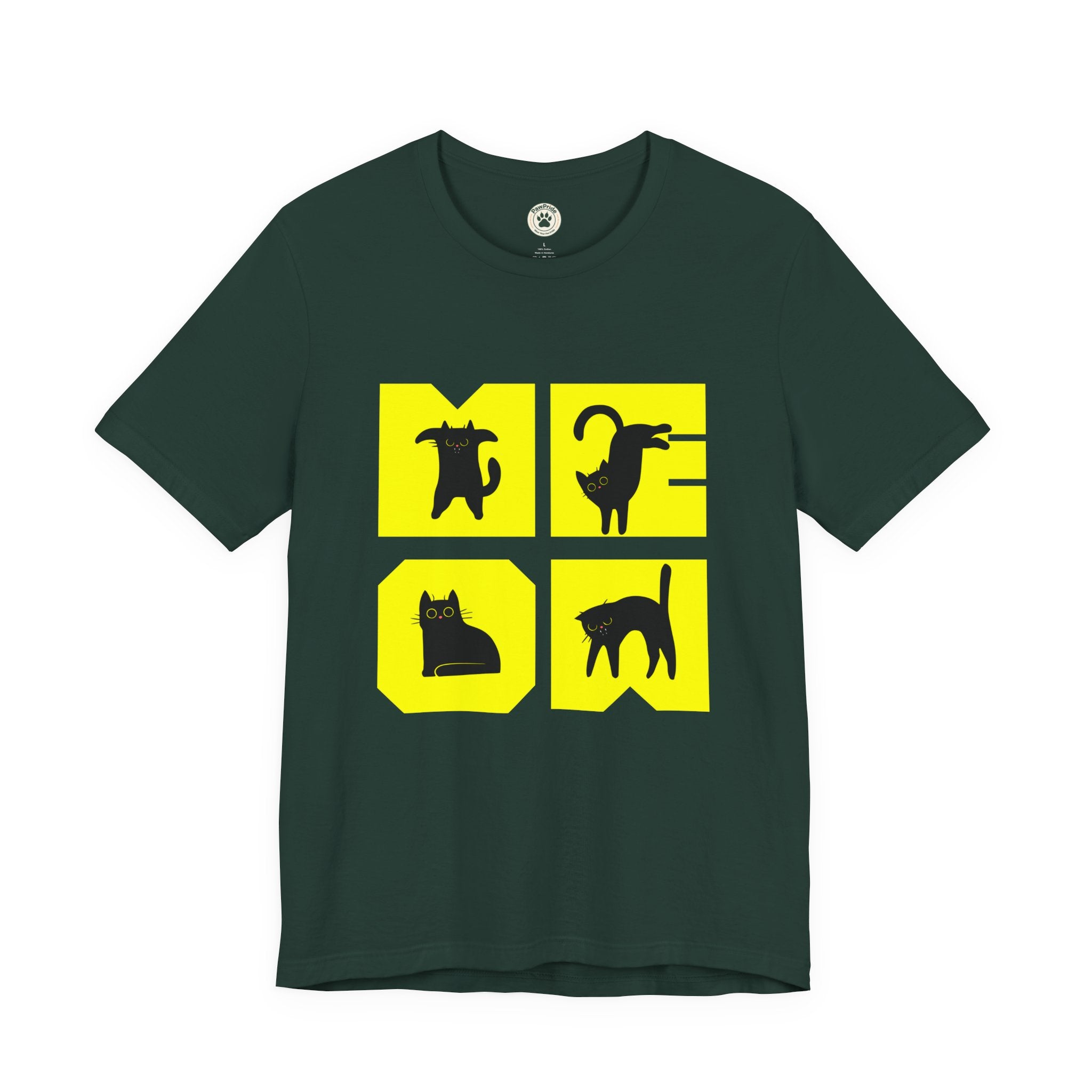 Cat Silhouette Tee — Yellow Block Cats Graphic T-Shirt