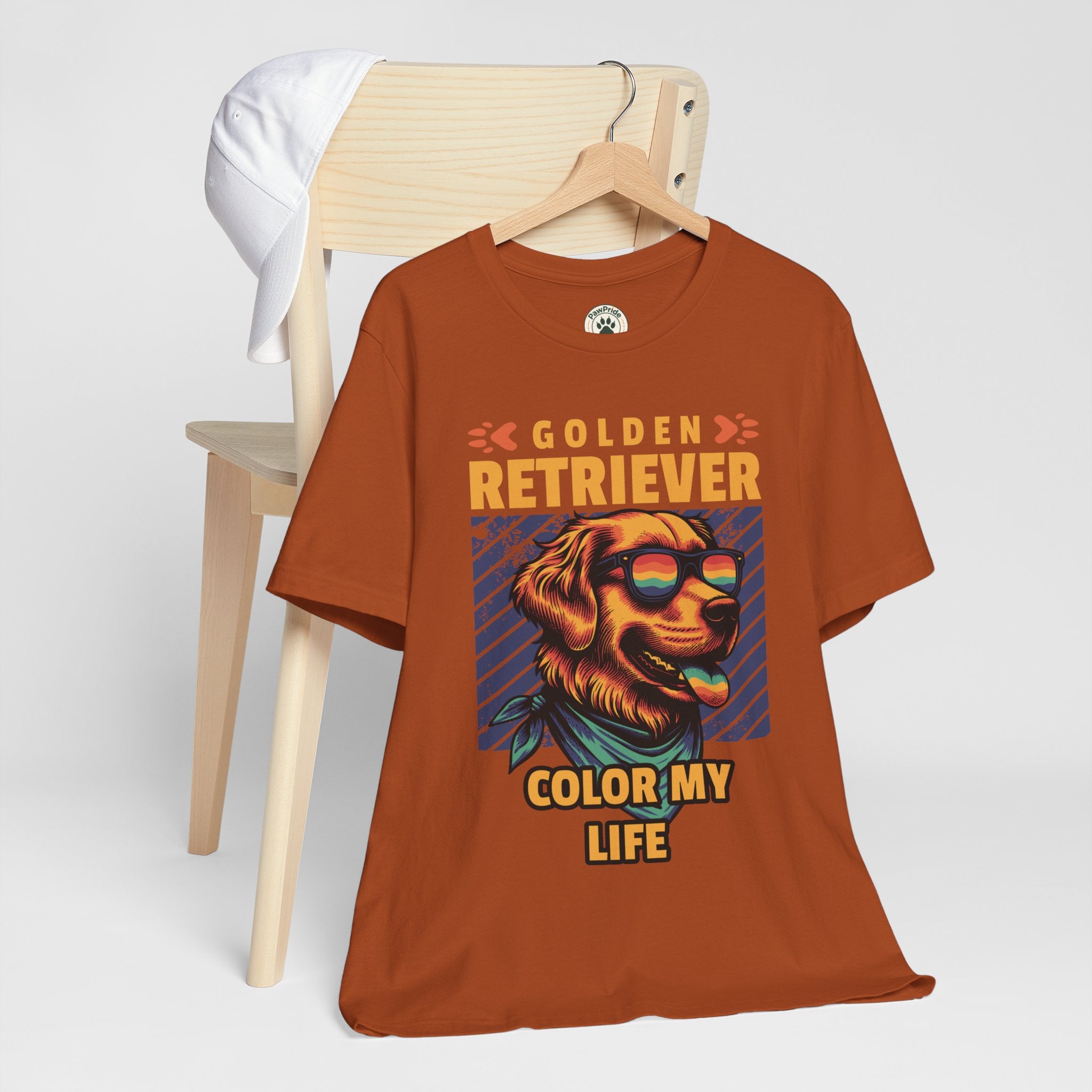 Golden Retriever T‑Shirt — 'Color My Life' Retro Dog Graphic Tee