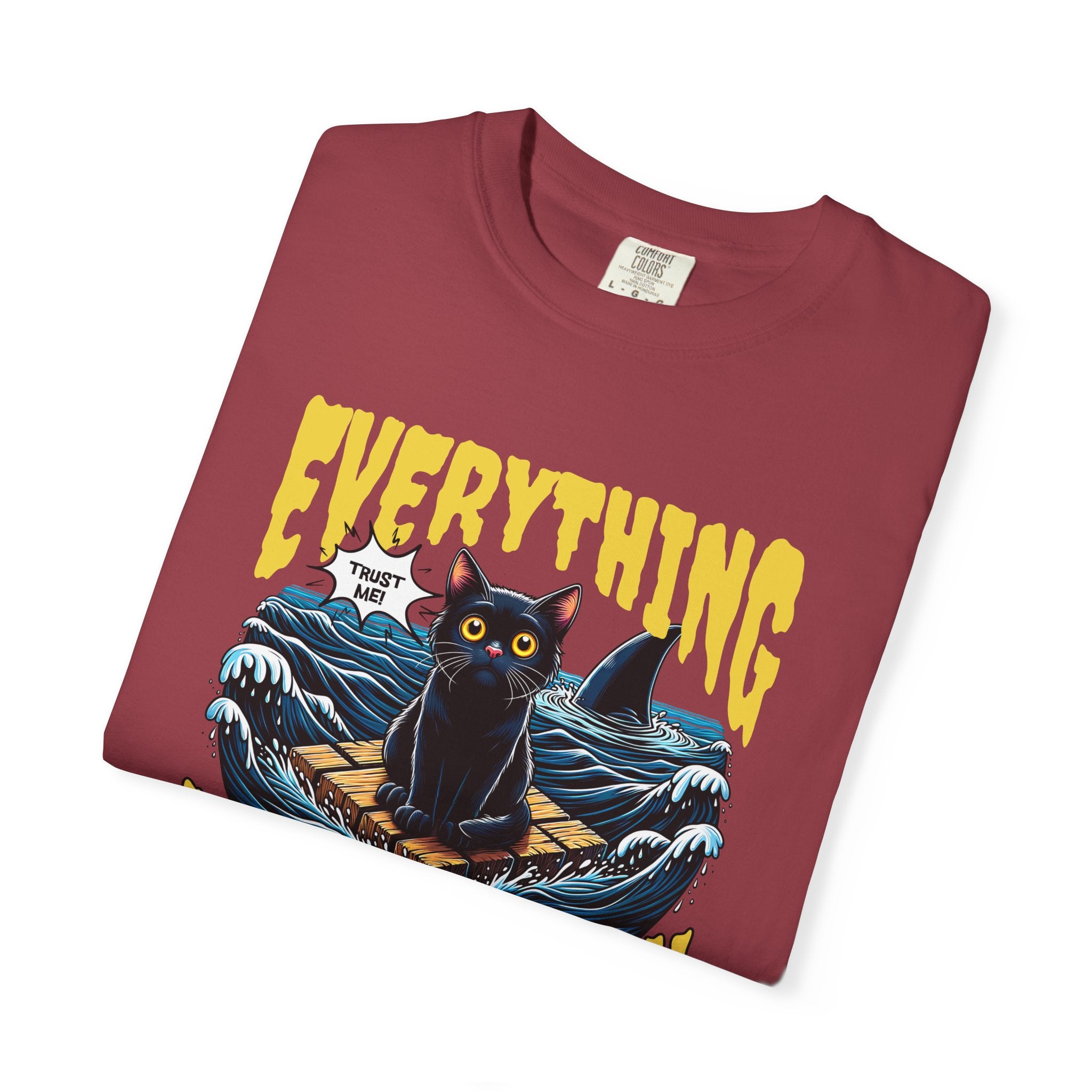Everything Will Be Okay Cat Tee — Vintage Graphic Comfort Shirt