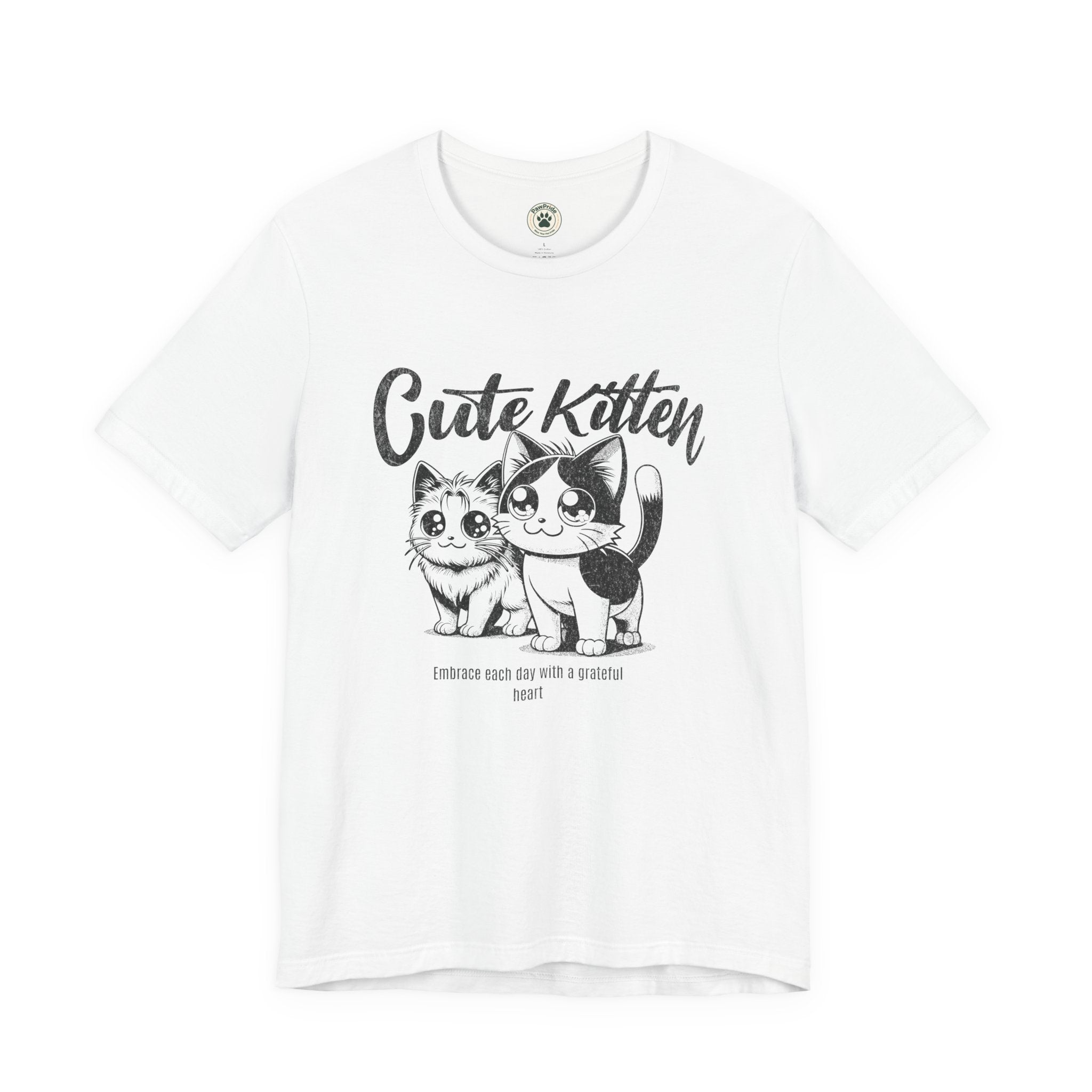 Cute Kitten T-Shirt — Vintage Black & White Cat Graphic Tee