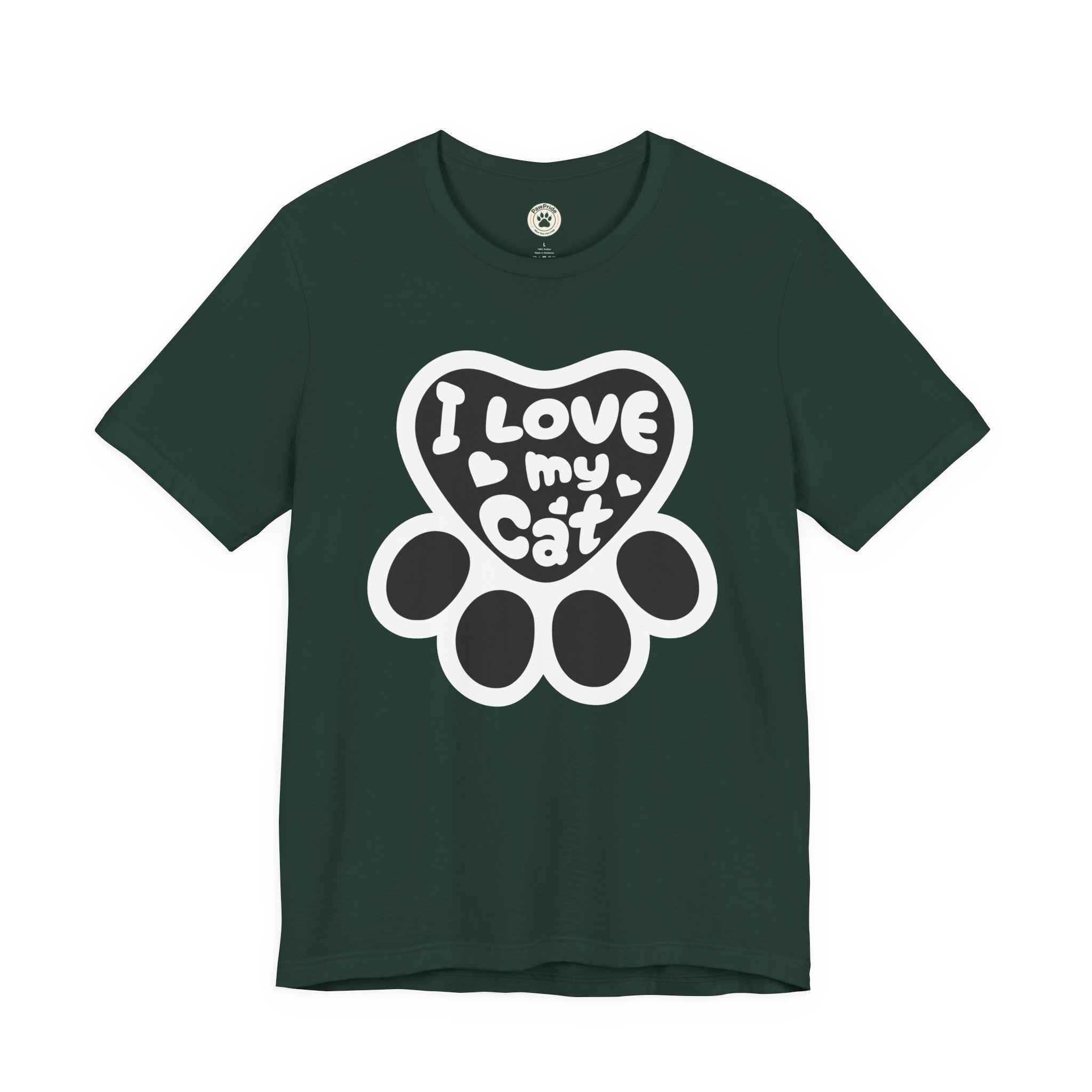 I Love My Cat Paw T-Shirt — Cute Cat Lover Tee