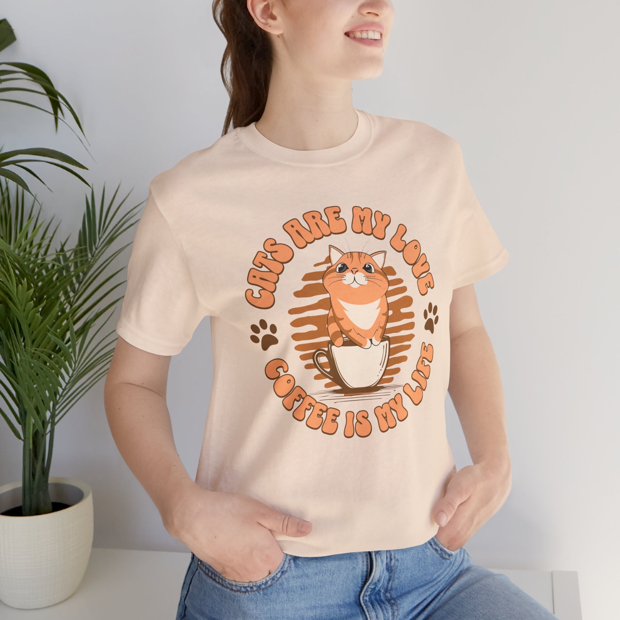 Cat & Coffee Tee — "Cats Are My Love, Coffee Is My Life" Cute Graphic T‑Shirt