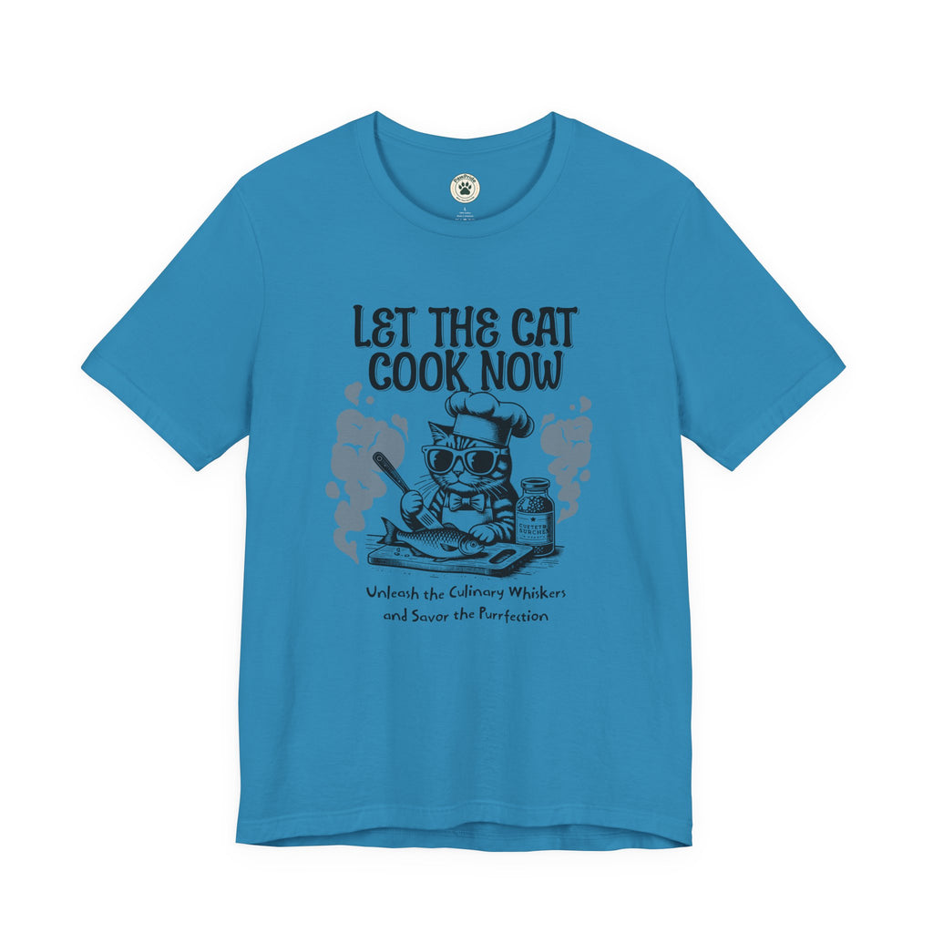 Let The Cat Cook Now T-Shirt — Funny Chef Cat Cooking Tee