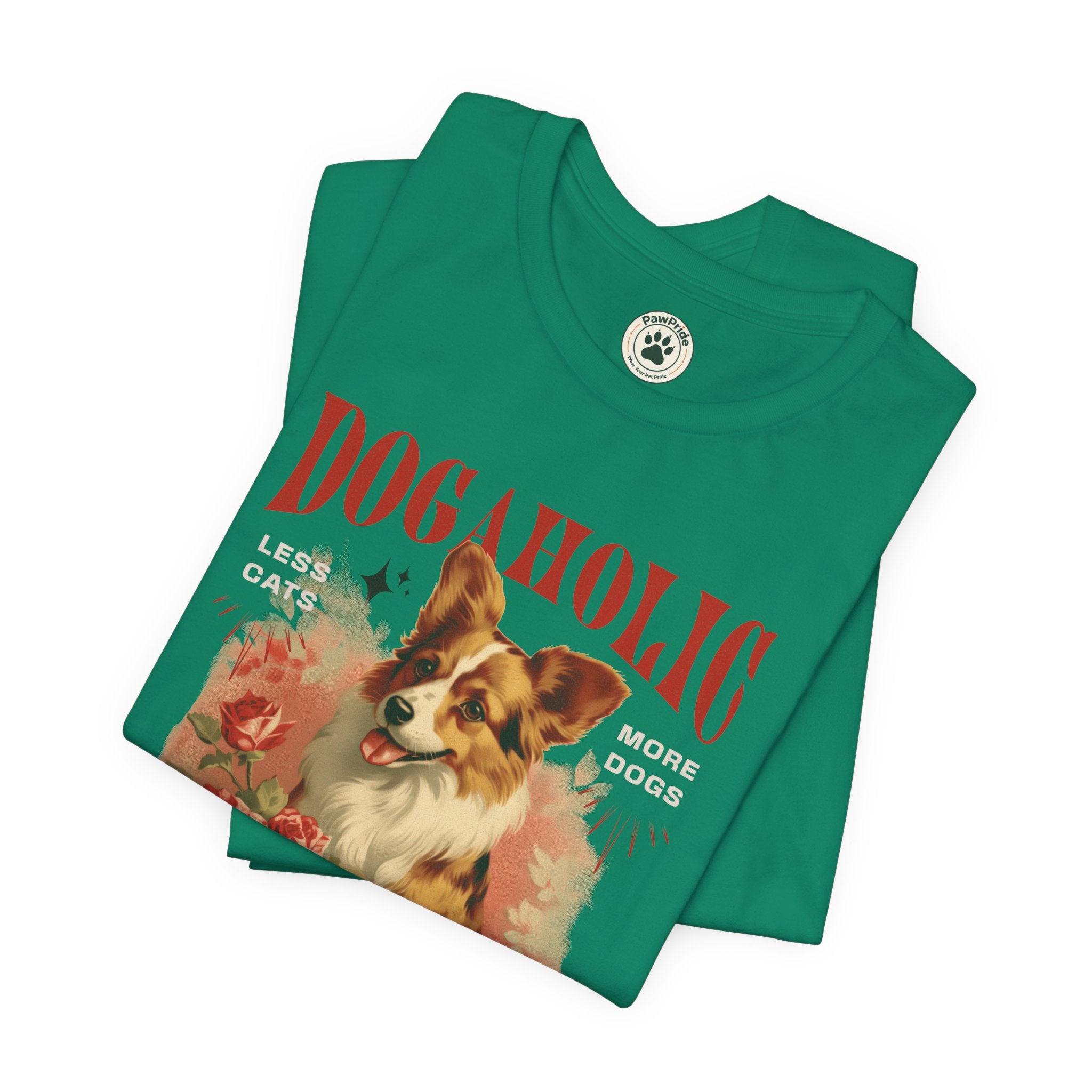 Dogaholic Graphic Tee — Vintage Floral Dog Lover T-Shirt